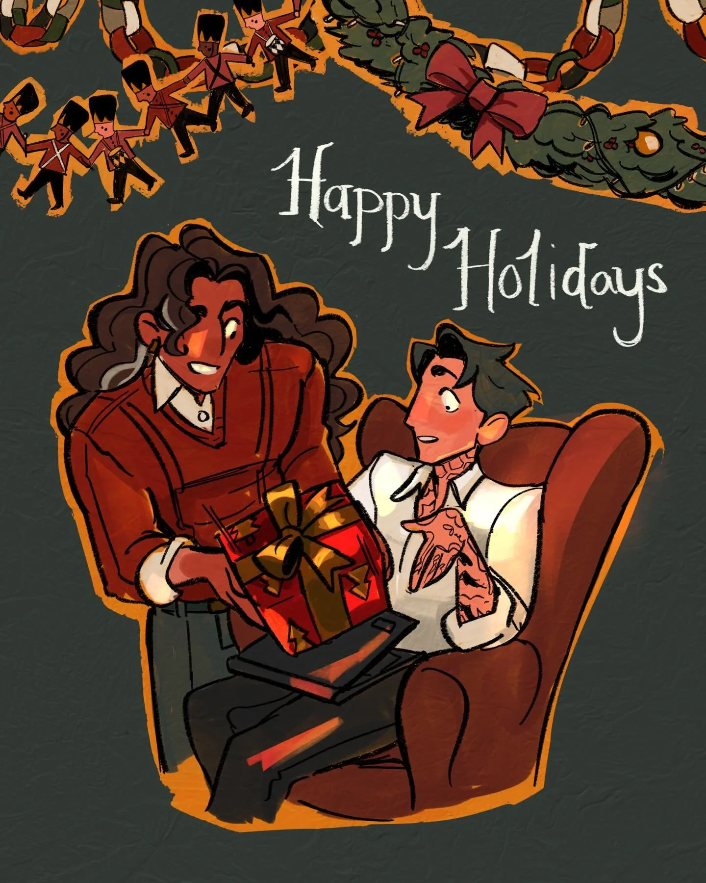 A lil holiday posting as a treat! Finally getting around to wrapping up client projects for the year and drew a little thing just for myself. I love these boys and I can&rsquo;t wait to draw more of them next year! 

Ace got Angelo a very lovely jack