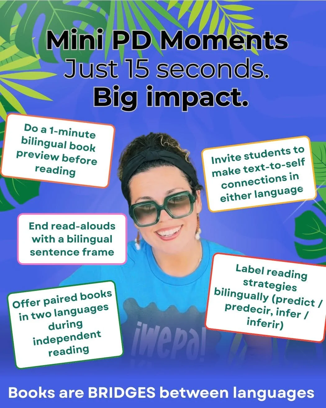 Mini PD Moments ✨
Just 15 seconds. Big impact.

📚 January Multilingual Book Tips to try right away:
&bull; Do a 1-minute bilingual book preview before reading
&bull; Invite students to make text-to-self connections in either language
&bull; Label re