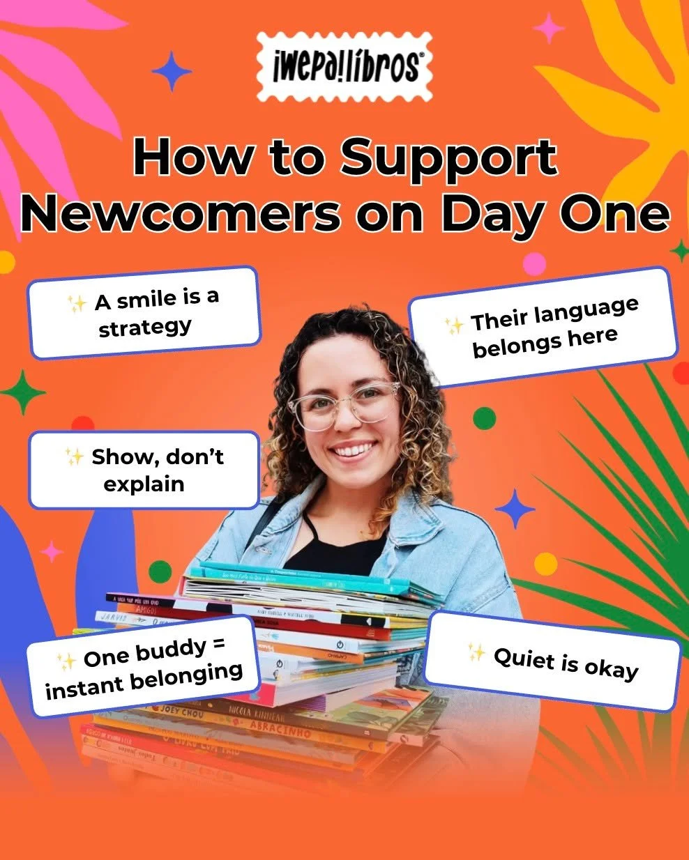 How to Support Newcomers on Day One
That first day matters.

A new student walks in with a new language, new routines, and a whole lot of courage. You don&rsquo;t need a perfect plan &mdash; you just need heart.

Start with this:

✨ A smile is a stra