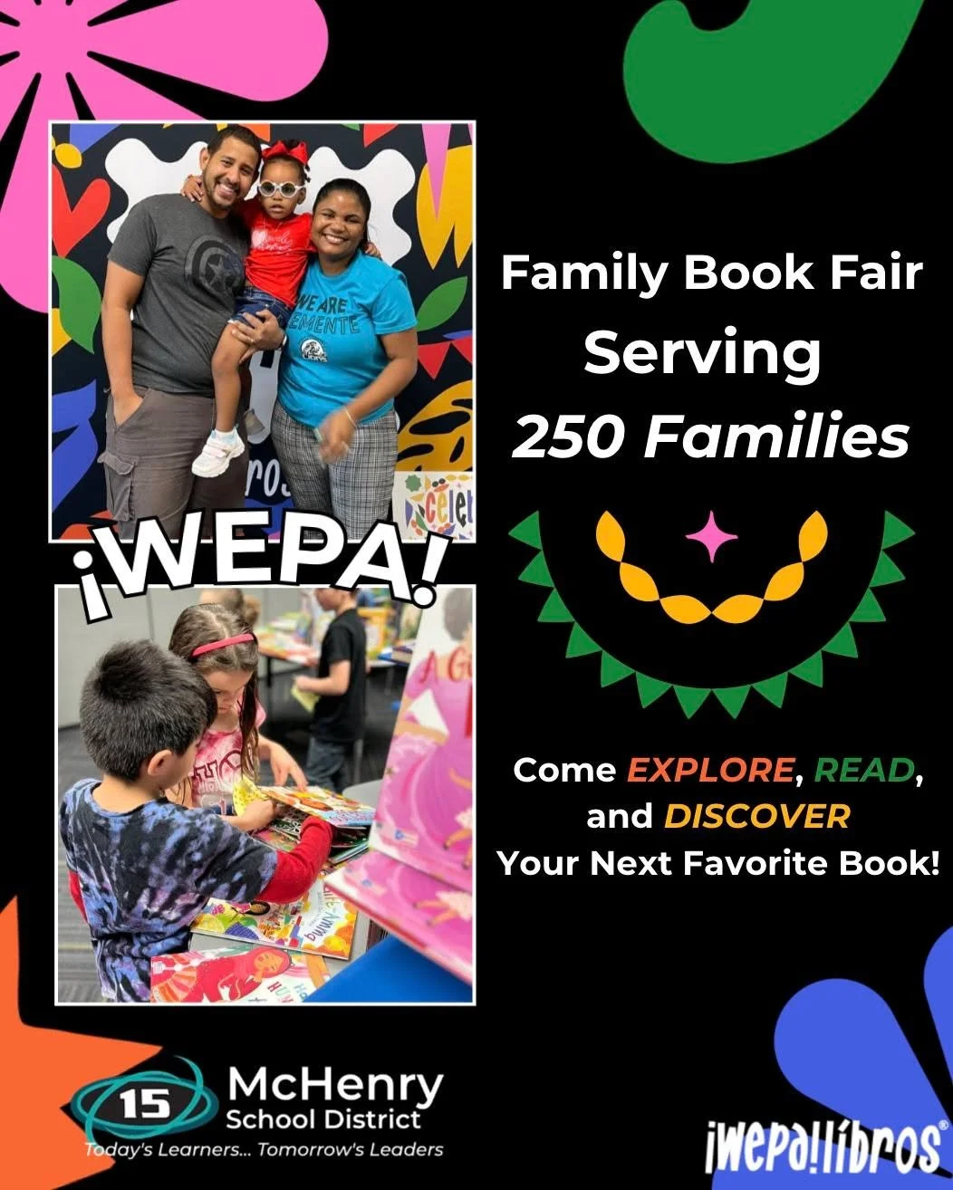 🎉 250 families, endless stories, infinite coraz&oacute;n! Come dive into books that inspire, connect, and celebrate multilingual magic. Your next favorite read is waiting 💛📚 @mchenrydistrict15 

 #FamilyBookFair #LanguageIsPoder #wepalibros #langu