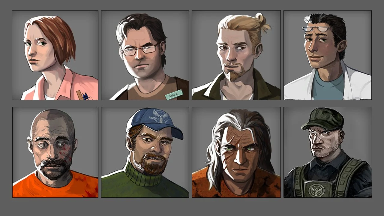 Portraits featuring characters from the backstory (3)