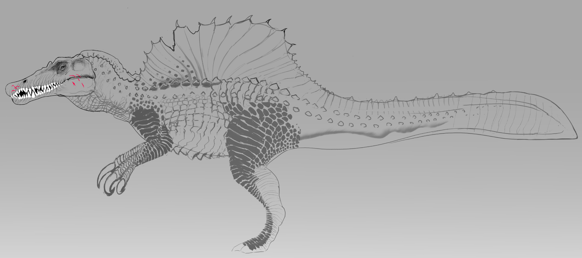 Initial concept for the Royal Spinosaurus