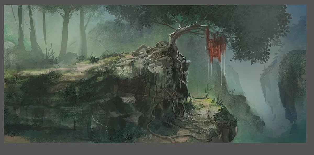 An early concept for the perilous Ruthless cliffs.