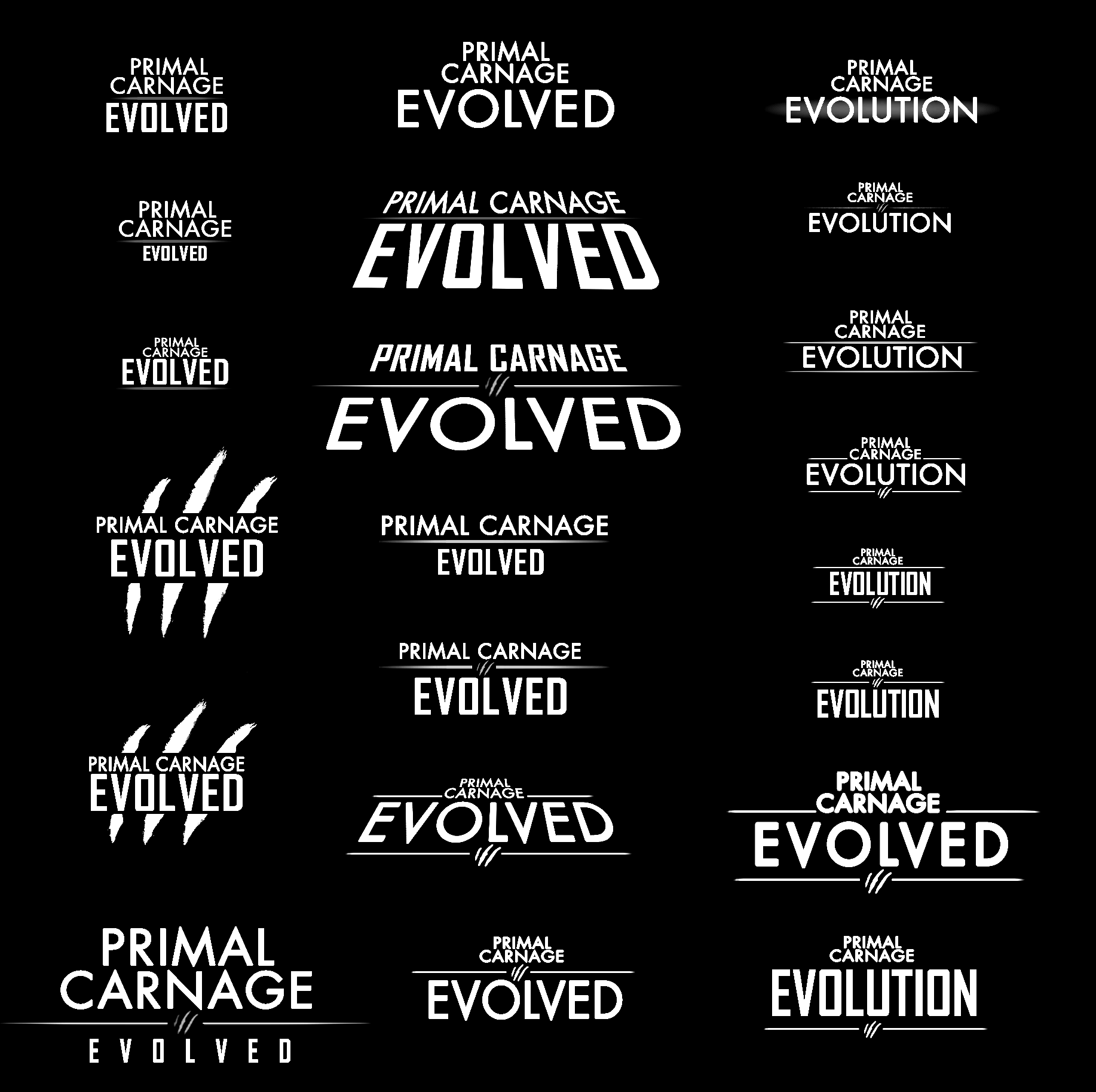 Explorations of both the game's title and logo arrangement.
