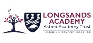 Logo of Longsands Academy with a tree and shield emblem, and text reading 'Longsands Academy, Astrea Academy Trust, Inspiring Beyond Measure'.