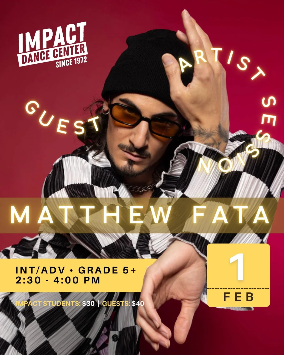 GUEST ARTIST SESSION &bull; MATTHEW FATA &bull; FEB 1⁠
⁠
We&rsquo;re excited to welcome Matthew Fata to Impact Dance Center for our next Guest Artist Session. Known for his versatility, artistry, and intentional approach to movement, Matthew brings a
