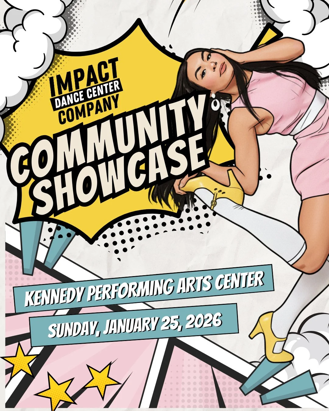 💙💚💛🧡❤️💜💖 IMPACT COMPANY COMMUNITY SHOWCASE 💥⁠
⁠
Join us as our Impact Company dancers take the stage for an adjudicated Community Showcase celebrating artistry, teamwork, and the launch of competition season!⁠
⁠
📍 Kennedy Performing Arts Cent