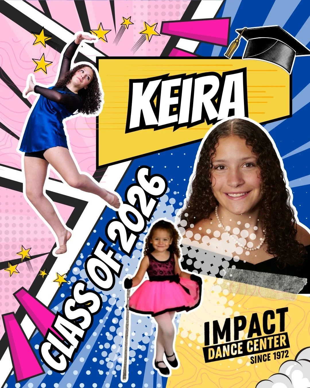 ✨🎓 ALL ABOUT KEIRA 🎓✨⁠
⁠
If you know Keira, you know she brings BIG energy to the stage 💫 One of her favorite memories at Impact was performing Welcome to the 60&rsquo;s during her second year on team &mdash; a dance that reminded her why she fell