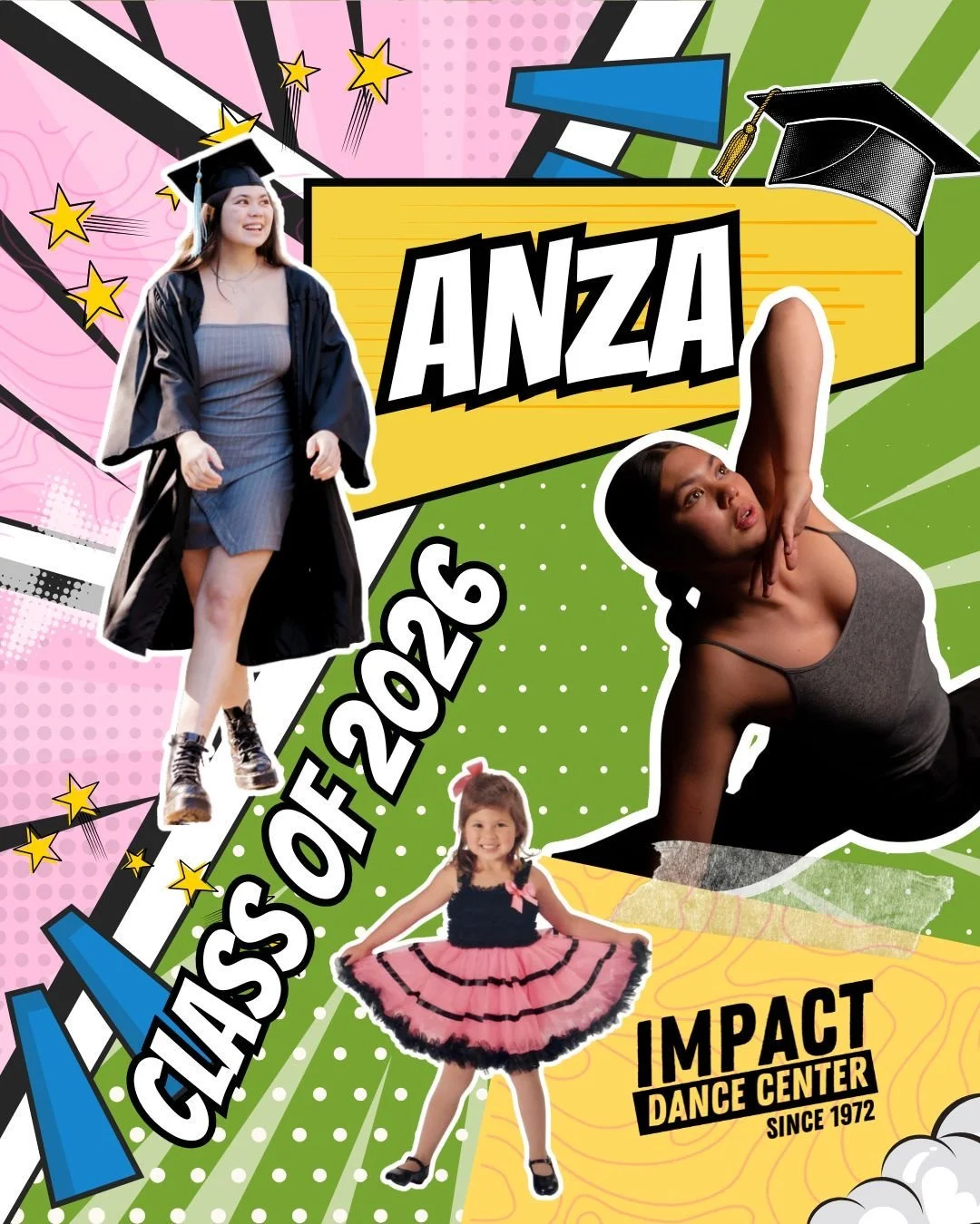 ✨🎓 ALL ABOUT ANZA 🎓✨⁠
Anza is the kind of dancer who walks into a room and immediately raises the level 💫👏 focus &bull; passion &bull;work ethic &bull; determination &bull; joy ✨⁠
One of her favorite memories at Impact was getting to work with so