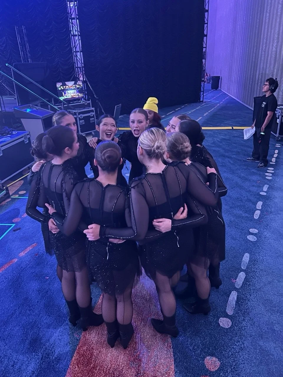 the stage starts here!
Before the music starts, we come together.

One last huddle. One last deep breath.
Then we get to do what we love 🖤