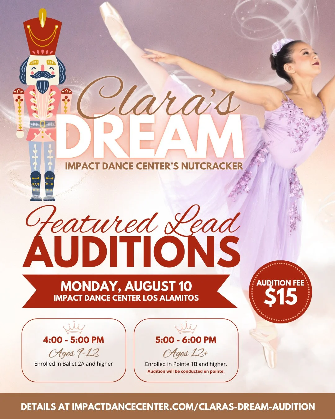 🌟 Clara's Dream Featured Lead Auditions 🌟⁠
⁠
The curtain is rising on another season of Clara's Dream, and we're looking for the dancers who will help bring this beloved holiday tradition to life.⁠
⁠
Featured lead auditions are open to eligible bal
