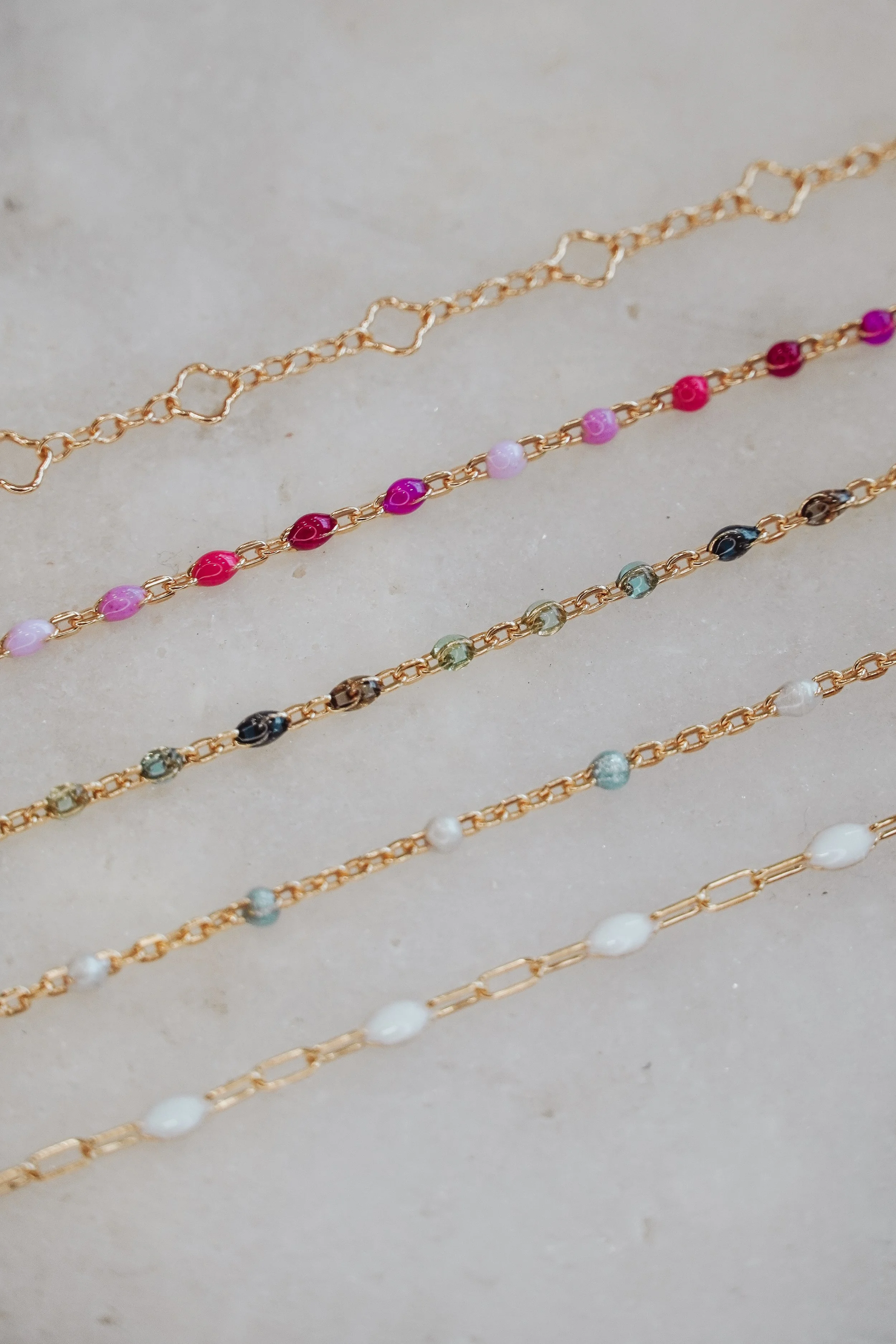 Gold filled colorful enamel bead chains