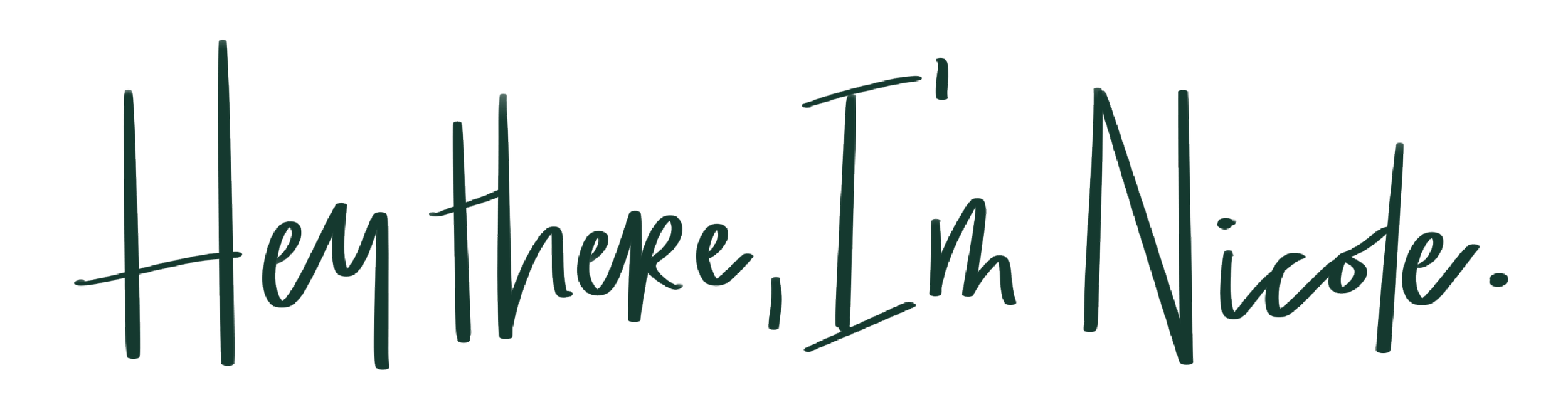 Handwritten style text that says, "Hey there, I’m Nicole."