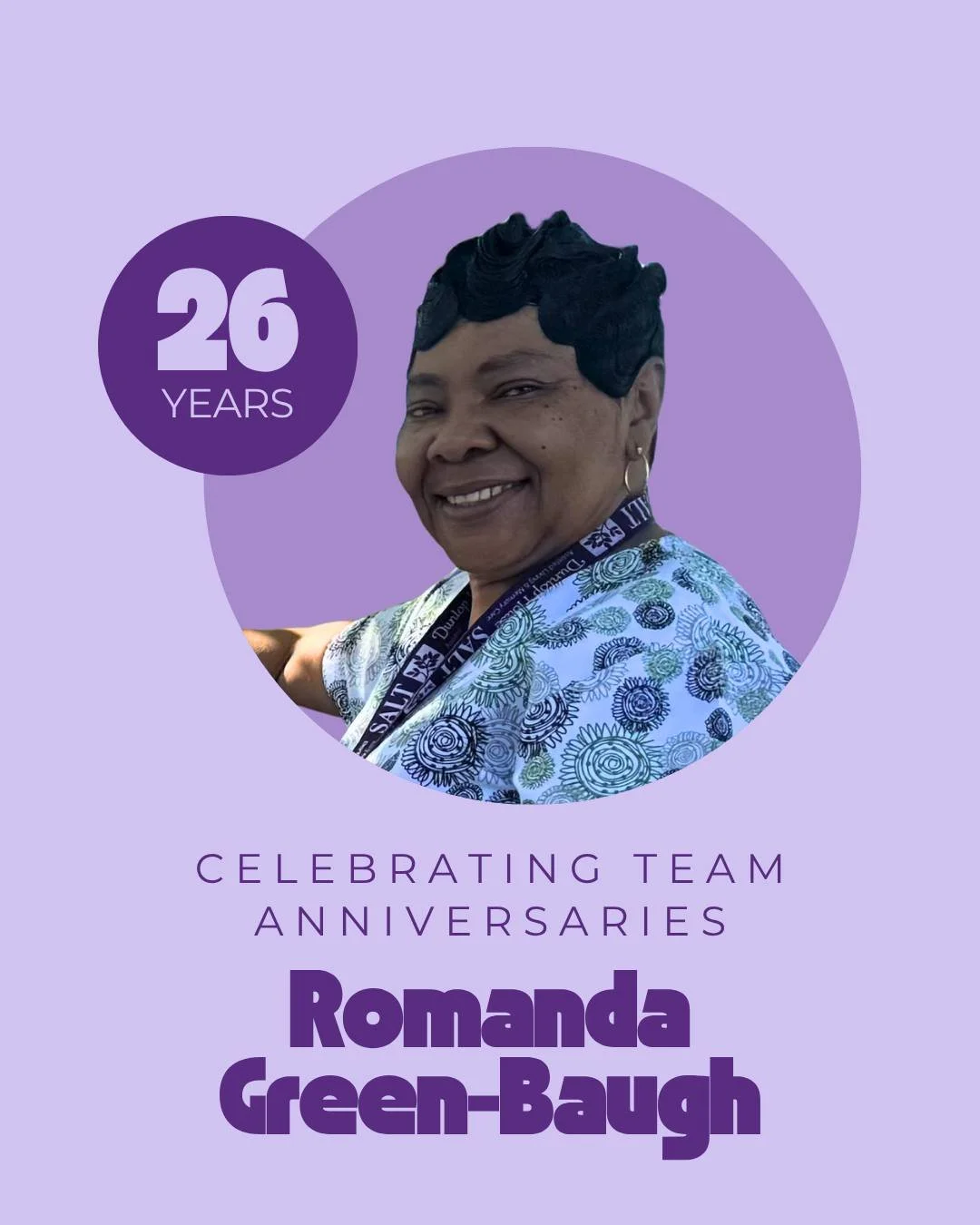 We&rsquo;re proud to celebrate the people who make our team exceptional.

Join us in congratulating Romanda Green-Baugh on 26 years of dedication and excellence to Dunlop House.

Thank you, Romanda, for the impact you&rsquo;ve made and the joy and pl