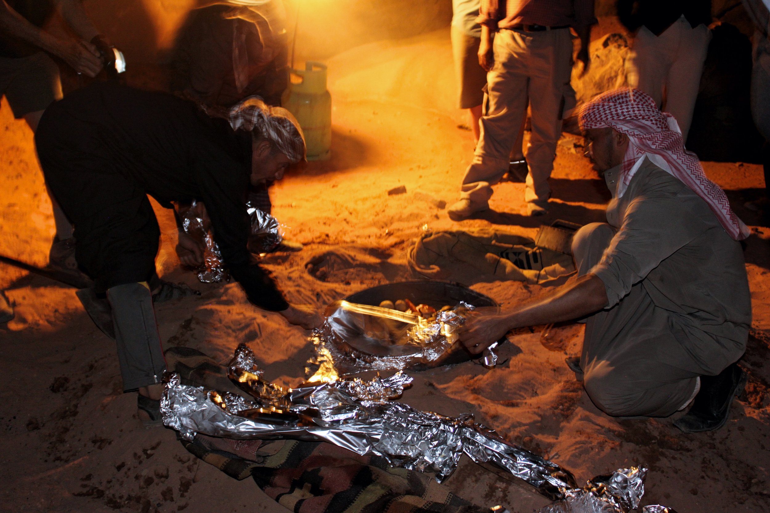 A Zarb dinner at a Wadi Rum campsite in Jordan