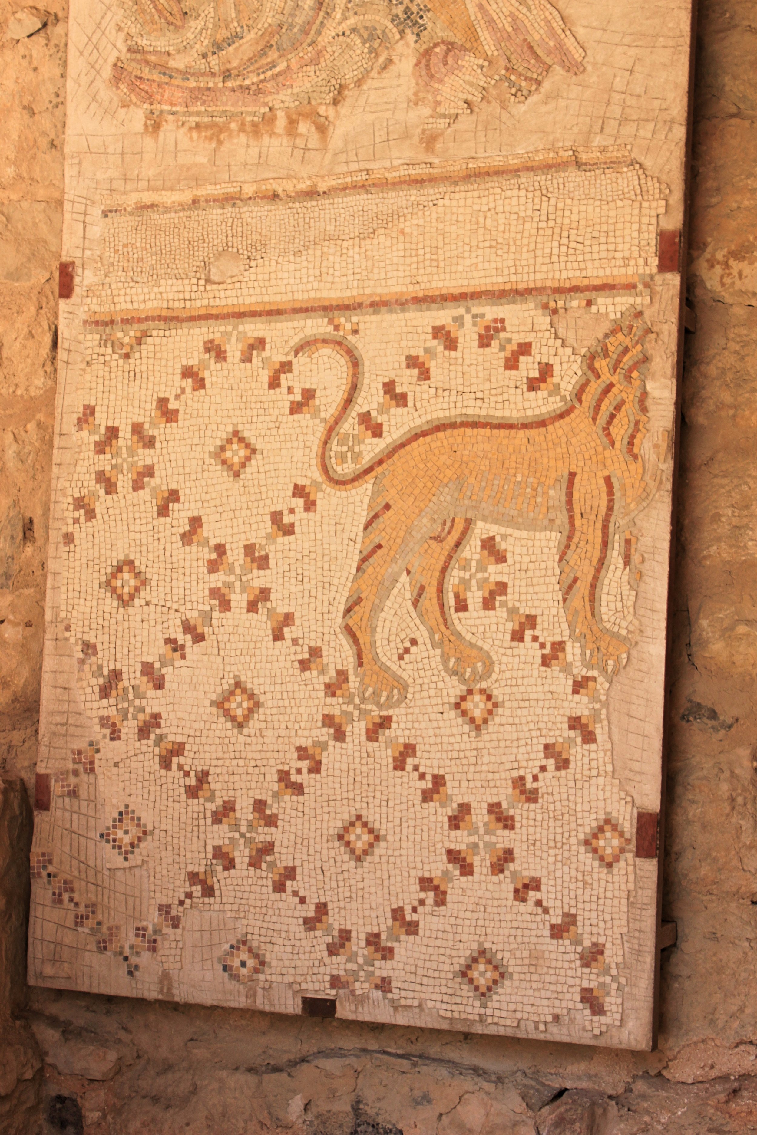 Mosaics from a 6th century nave in the Massuh Church (Madaba Archeological Park, Jordan)