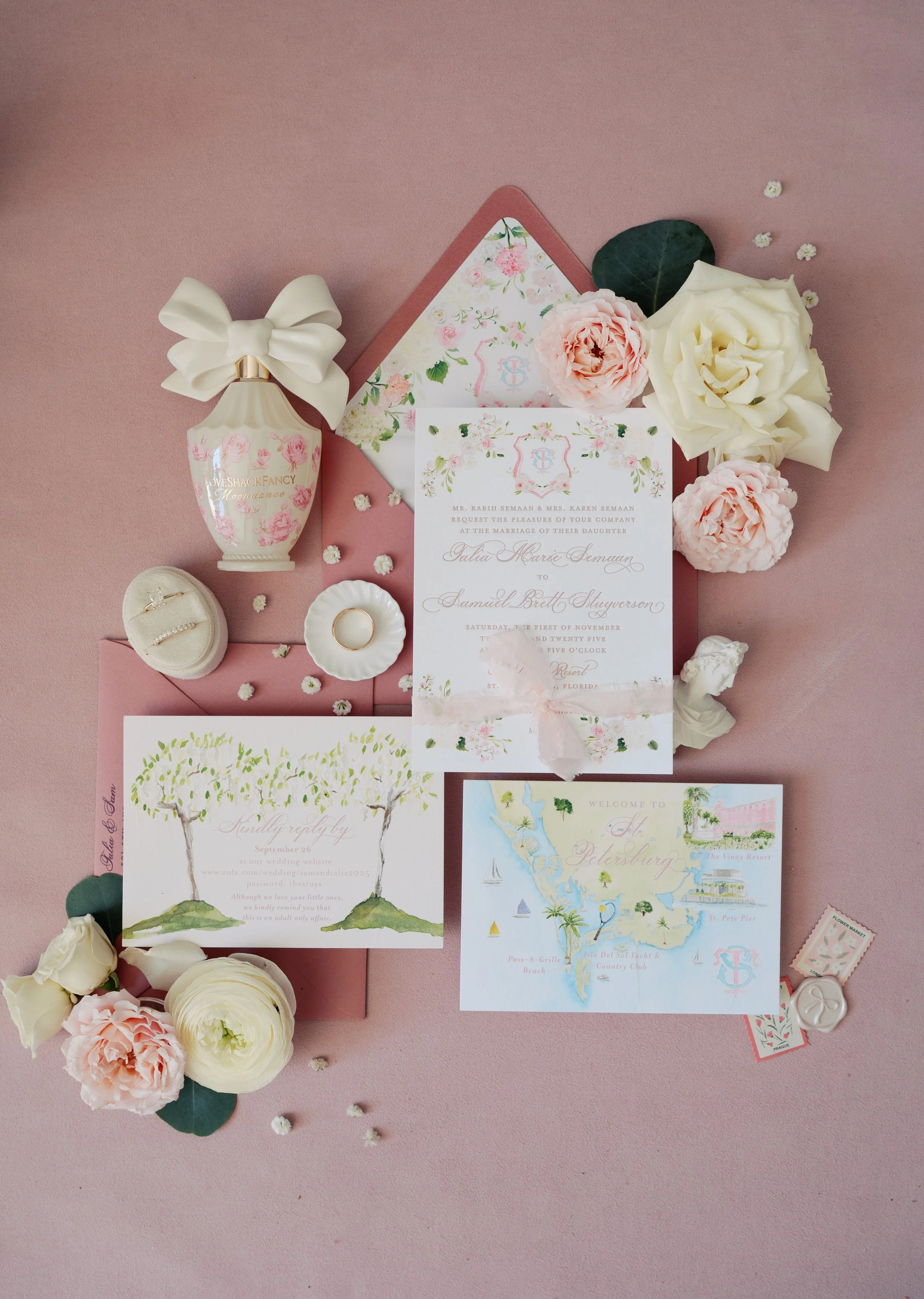 Wedding flatlay for Vinoy Resort wedding