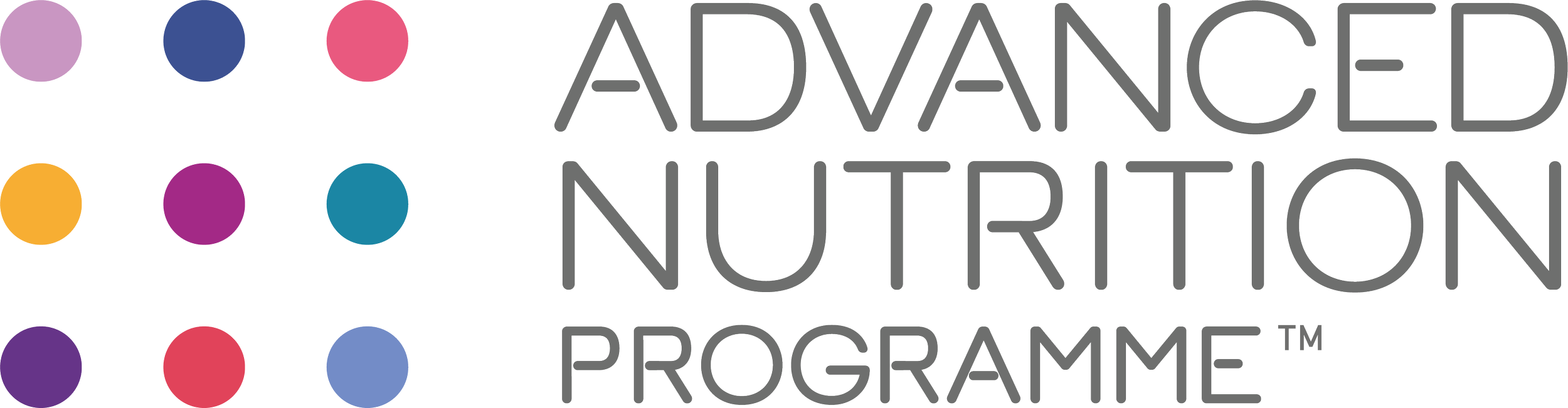 Advanced Nutrition Programme logo with colorful dots