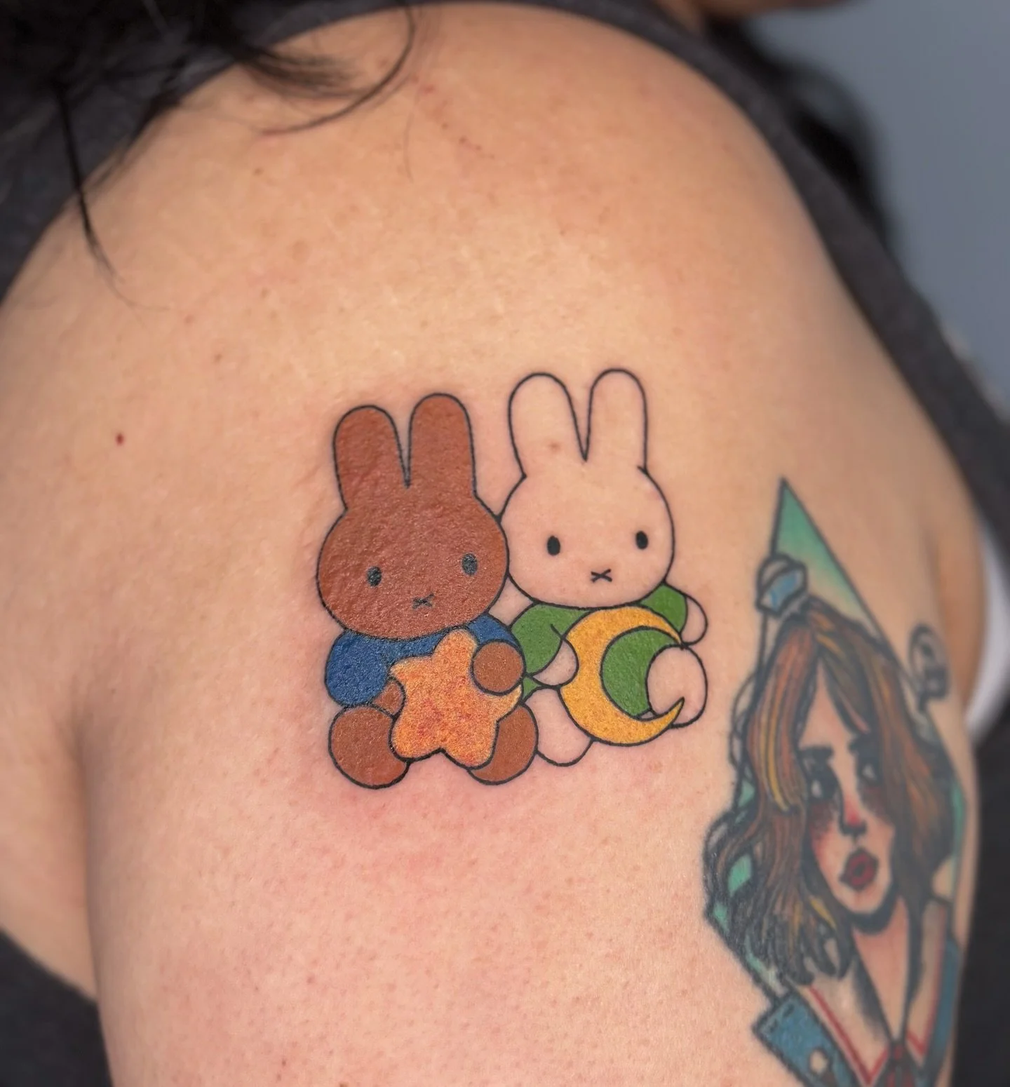 Miffy &amp; her friend tattoo 💖 
.
Tattoo booking form linked in bio! Booking appts for Feb onwards see more designs like this @bons.lagoon 📍 Los Angeles/Orange County 
.
#miffy #miffytattoo #bunnytattoo #losangelestattooartist #kawaiitattoo