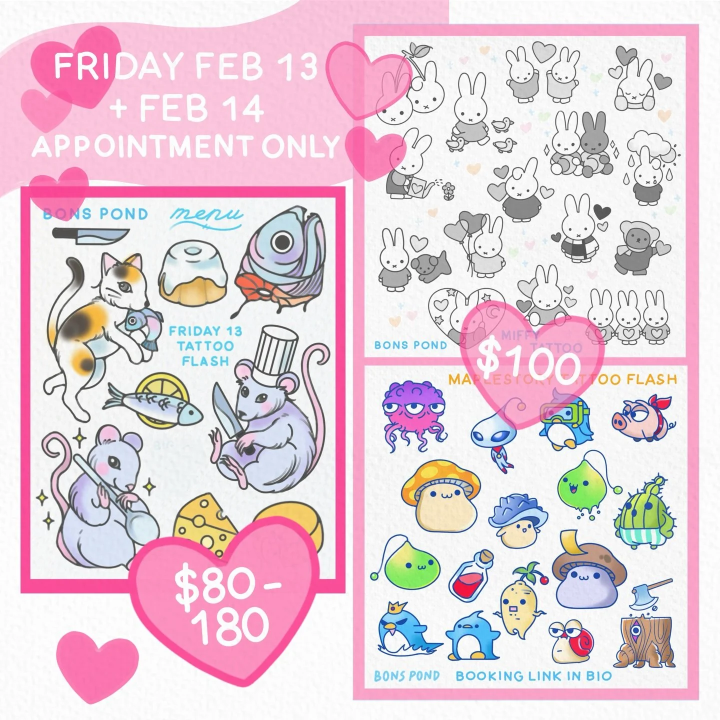 Friday Feb 13 + Sat Feb 14 flash days ! DM to book 💖 I have 4 spots remaining on Friday 2/13 and 3 spots on Saturday 2/14! Deposit required to book 🦋
.
My studio is located at 555 w 9th st, San Pedro, CA. 
.
Booking form linked in bio! Also booking