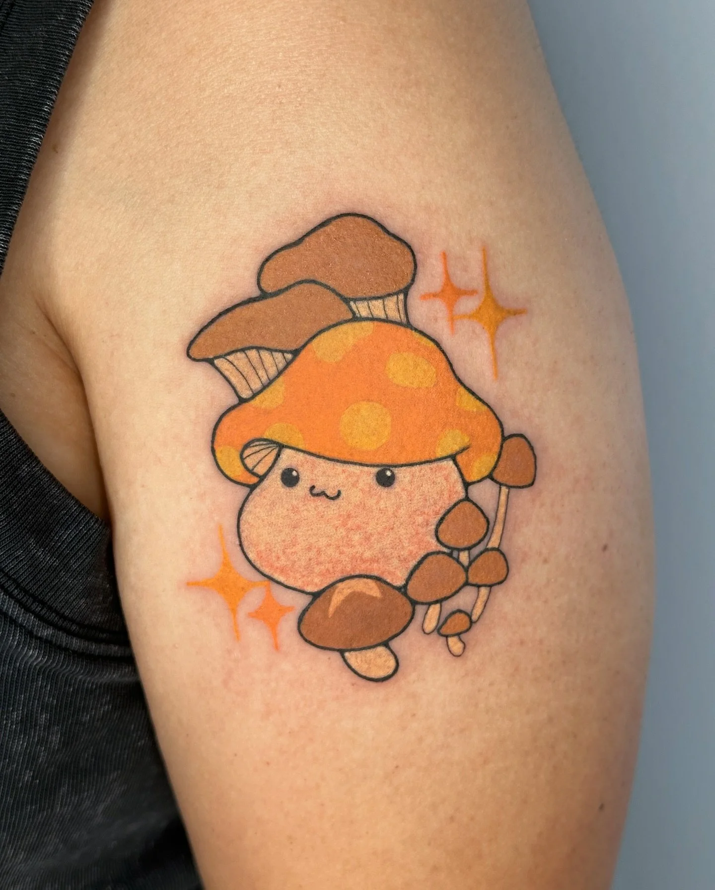 maplestory 4 ever !! 
.
Booking June ! Link in bio 🧡 flash @bons.lagoon 
.
#maplestory #videogametattoo #mushroomtattoo