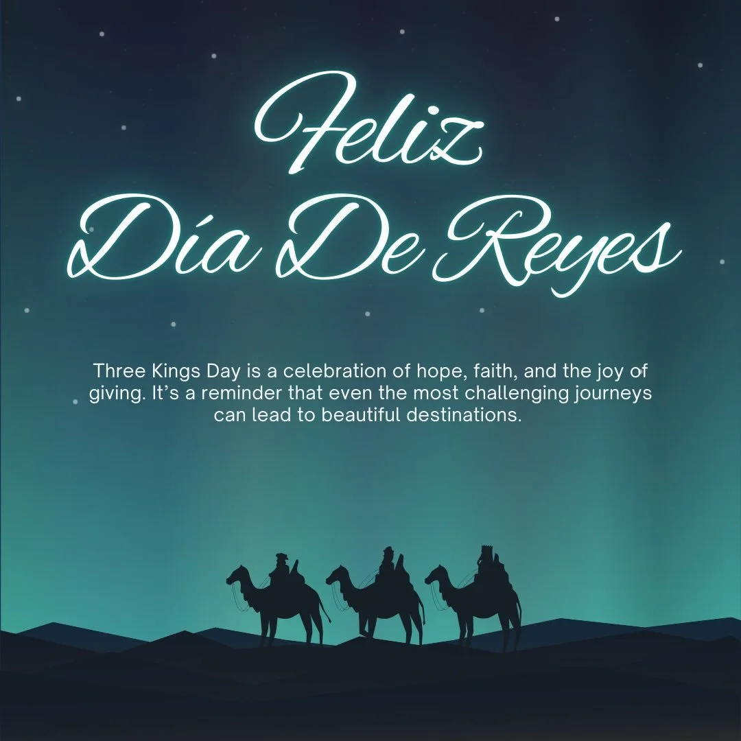 👑✨𝐅𝐄𝐋𝐈𝐙 𝐃𝐈𝐀 𝐃𝐄 𝐑𝐄𝐘𝐄𝐒 ✨👑
&zwnj;
Three Kings Day is a celebration of 𝗵𝗼𝗽𝗲, 𝗳𝗮𝗶𝘁𝗵, 𝗮𝗻𝗱 𝘁𝗵𝗲 𝗷𝗼𝘆 of giving. 🌟 It reminds us that even the most challenging journeys can lead to 𝗯𝗲𝗮𝘂𝘁𝗶𝗳𝘂𝗹 𝗱𝗲𝘀𝘁𝗶𝗻𝗮𝘁𝗶𝗼𝗻𝘀