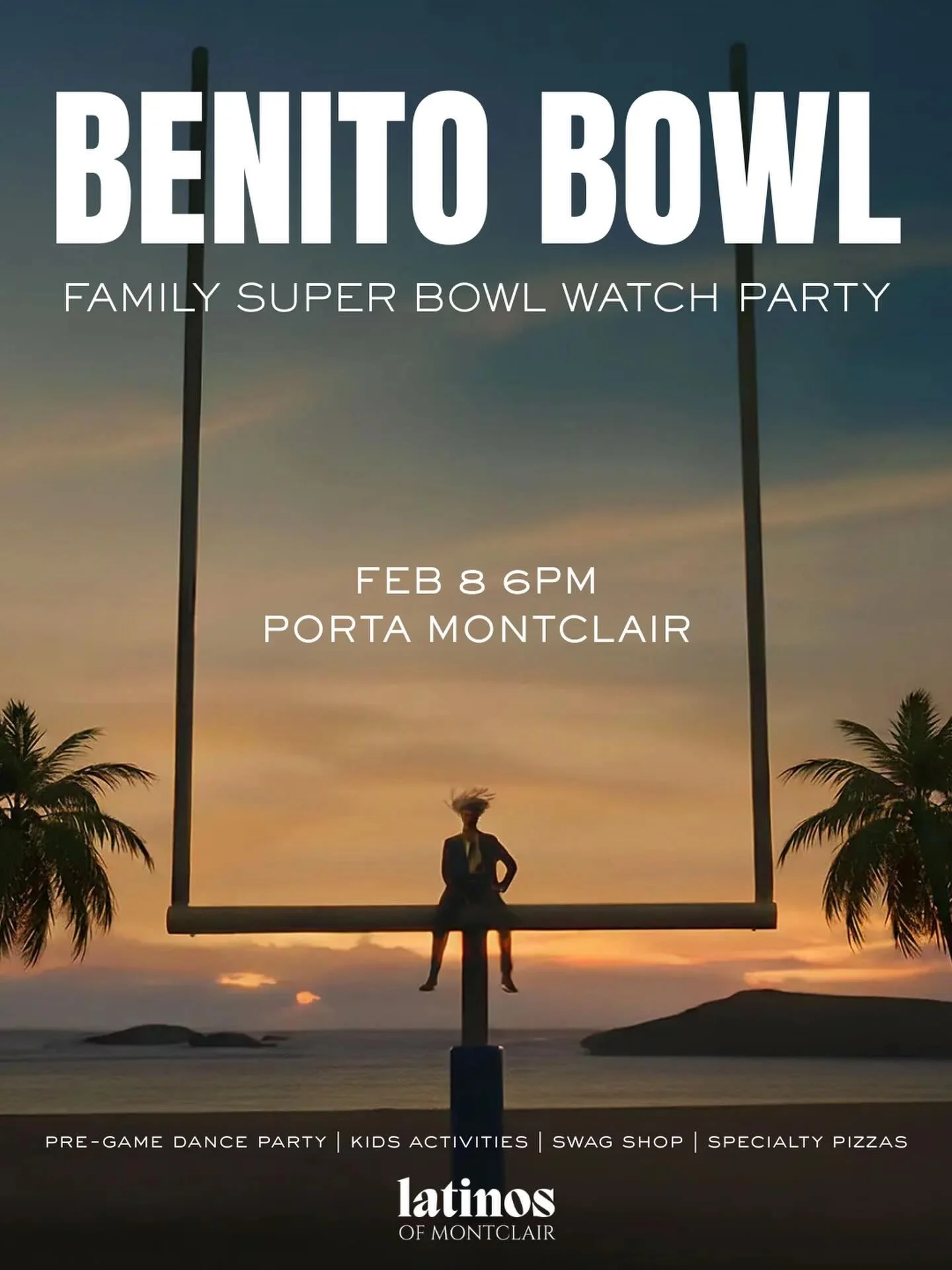 🏈⭐️ 𝗕𝗘𝗡𝗜𝗧𝗢 𝗕𝗢𝗪𝗟 ⭐️🏈
&zwnj;
Join us for 𝗕𝗘𝗡𝗜𝗧𝗢 𝗕𝗢𝗪𝗟 a one-of-a-kind Super Bowl LX watch party celebrating a historic, first-ever all&ndash;Spanish halftime performance, while centering our cultura, community, &amp; love for Ameri