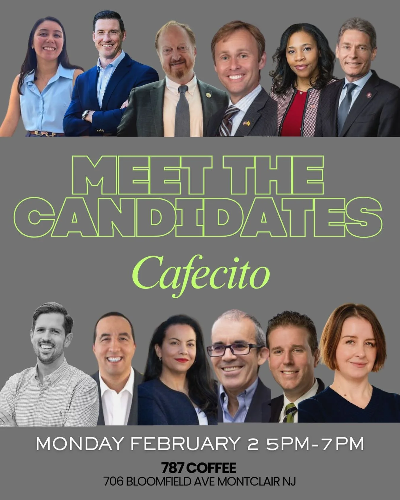 ☕️ 𝗠𝗘𝗘𝗧 𝗧𝗛𝗘 𝗖𝗔𝗡𝗗𝗜𝗗𝗔𝗧𝗘𝗦 𝗖𝗔𝗙𝗘𝗖𝗜𝗧𝗢

Join us for an informal, nonpartisan gathering bringing NJ District 11 congressional candidates and the Latino community together. 

Open to all.

No speeches. No panels.

Just real conversati