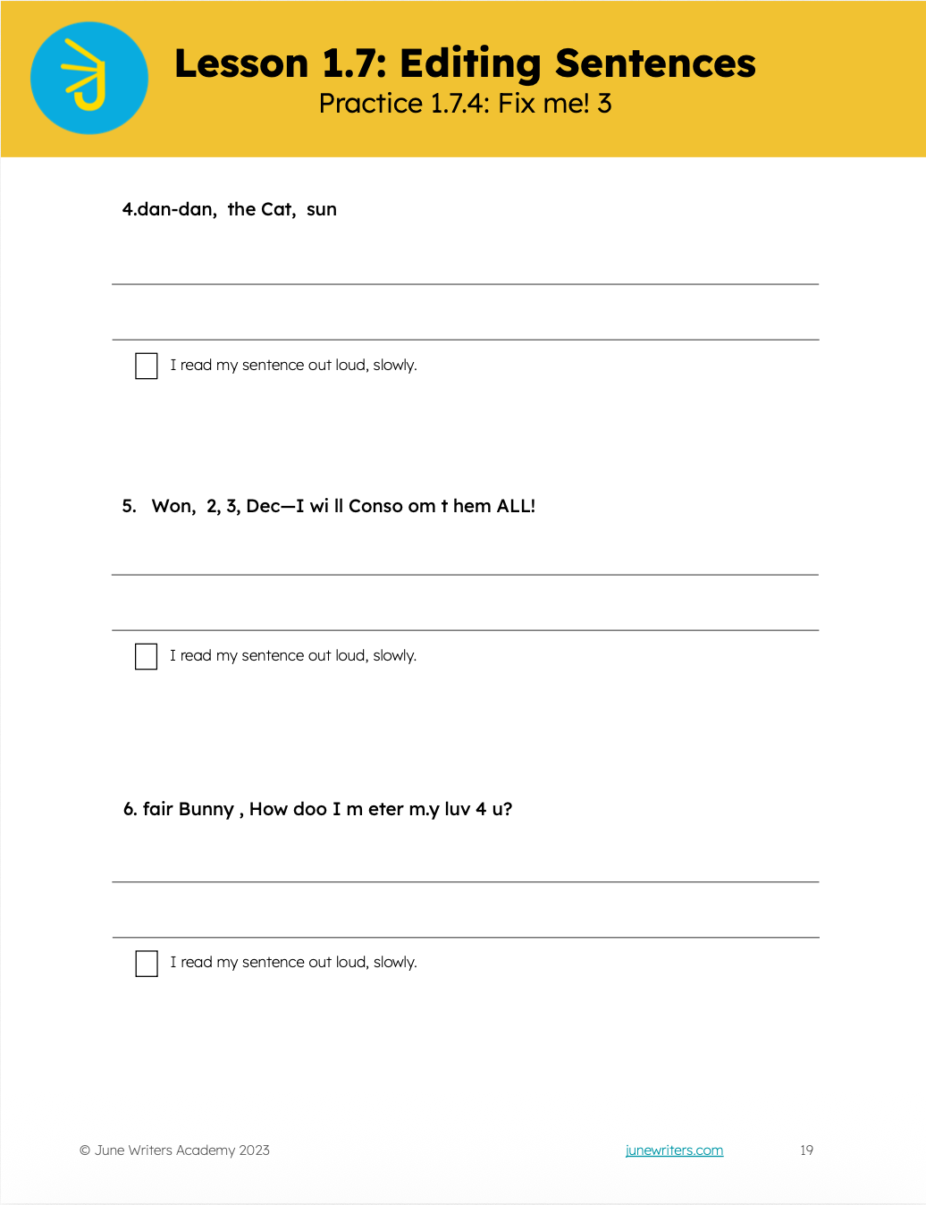Lesson 1.7: Editing Sentences Print Lesson