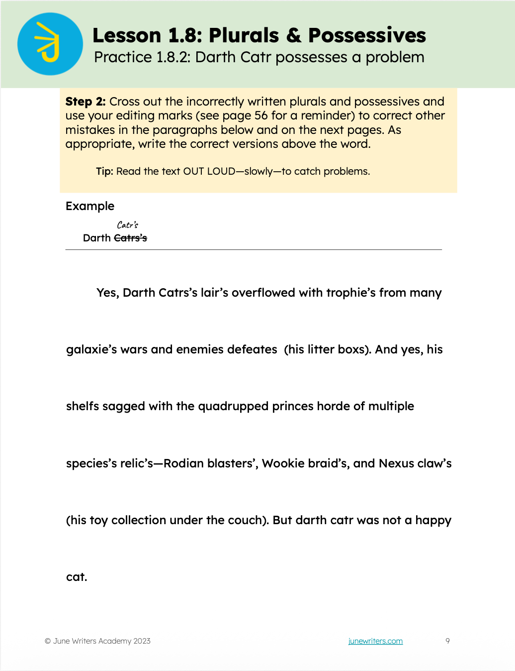 Lesson 1.8: Plurals & Possessives Print Lesson