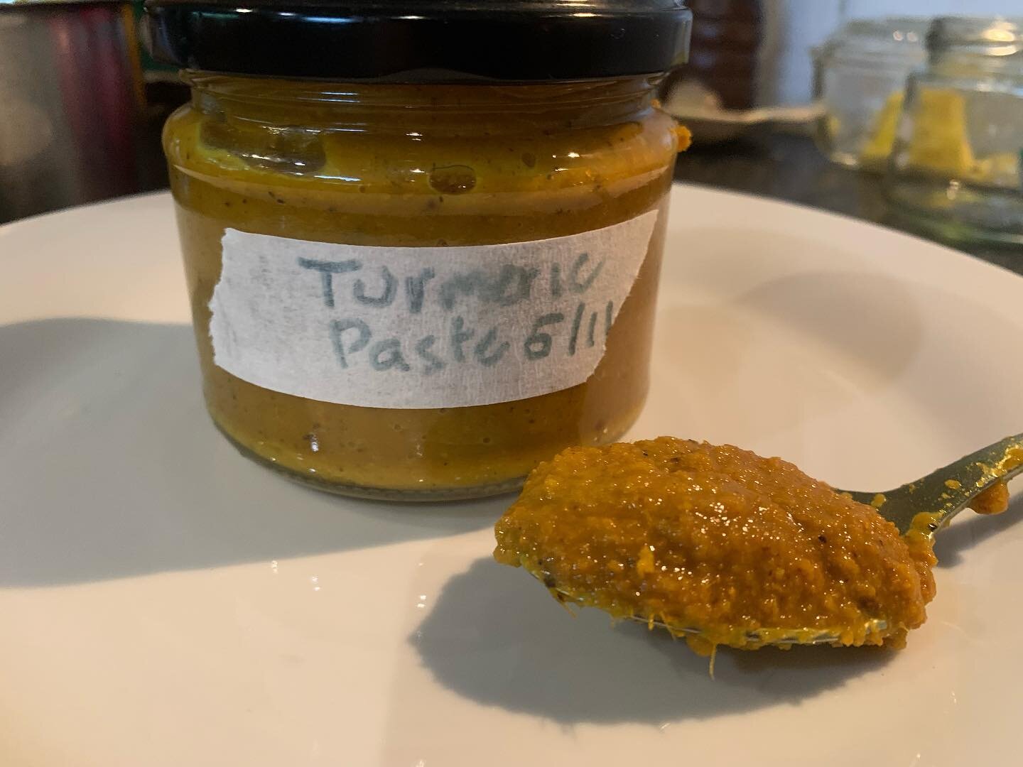 My first home made turmeric paste. Home grown turmeric and ginger. Packs a punch and so yummy. #turmeric #goldenpaste #growyouownmedicine