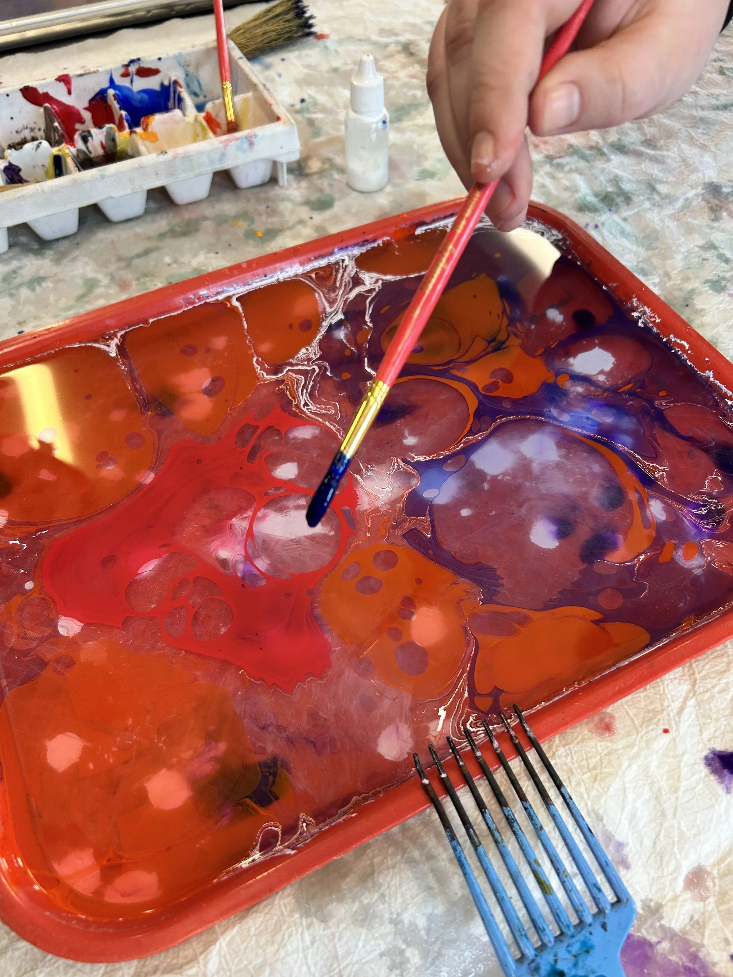 Wet studio day, marbling, 2026