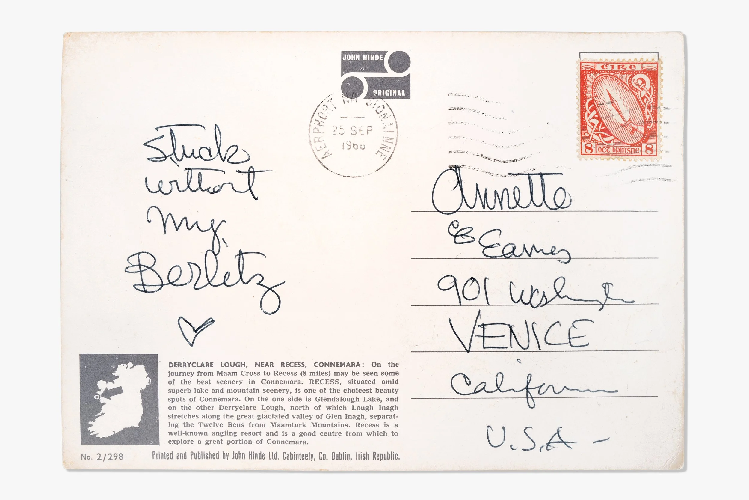 Ray Eames, Postcard to Annette Del Zoppo, 25 Sep 1960