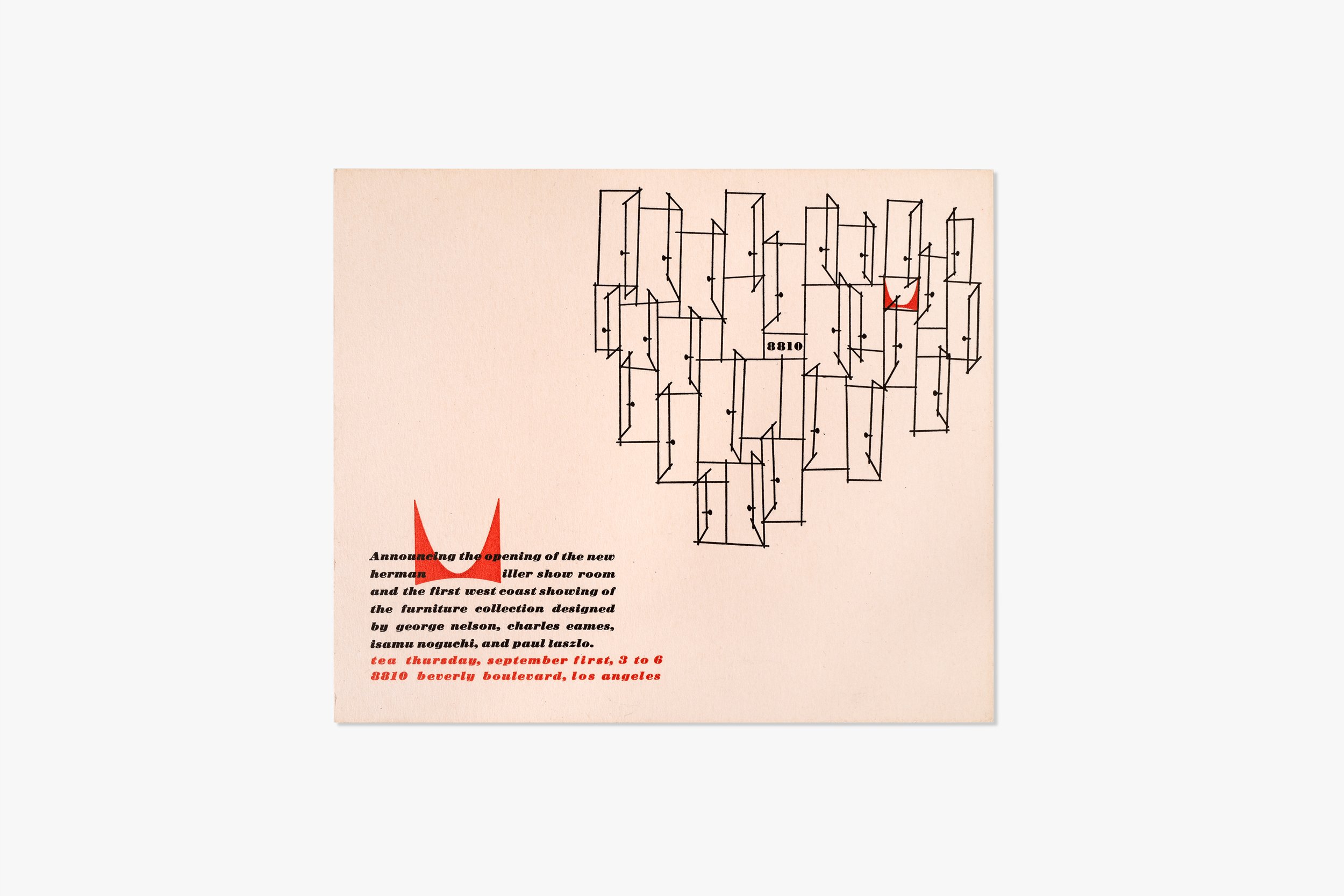 Eames/Herman Miller "LA 8810 Showroom Opening" Announcing Card, 1950s