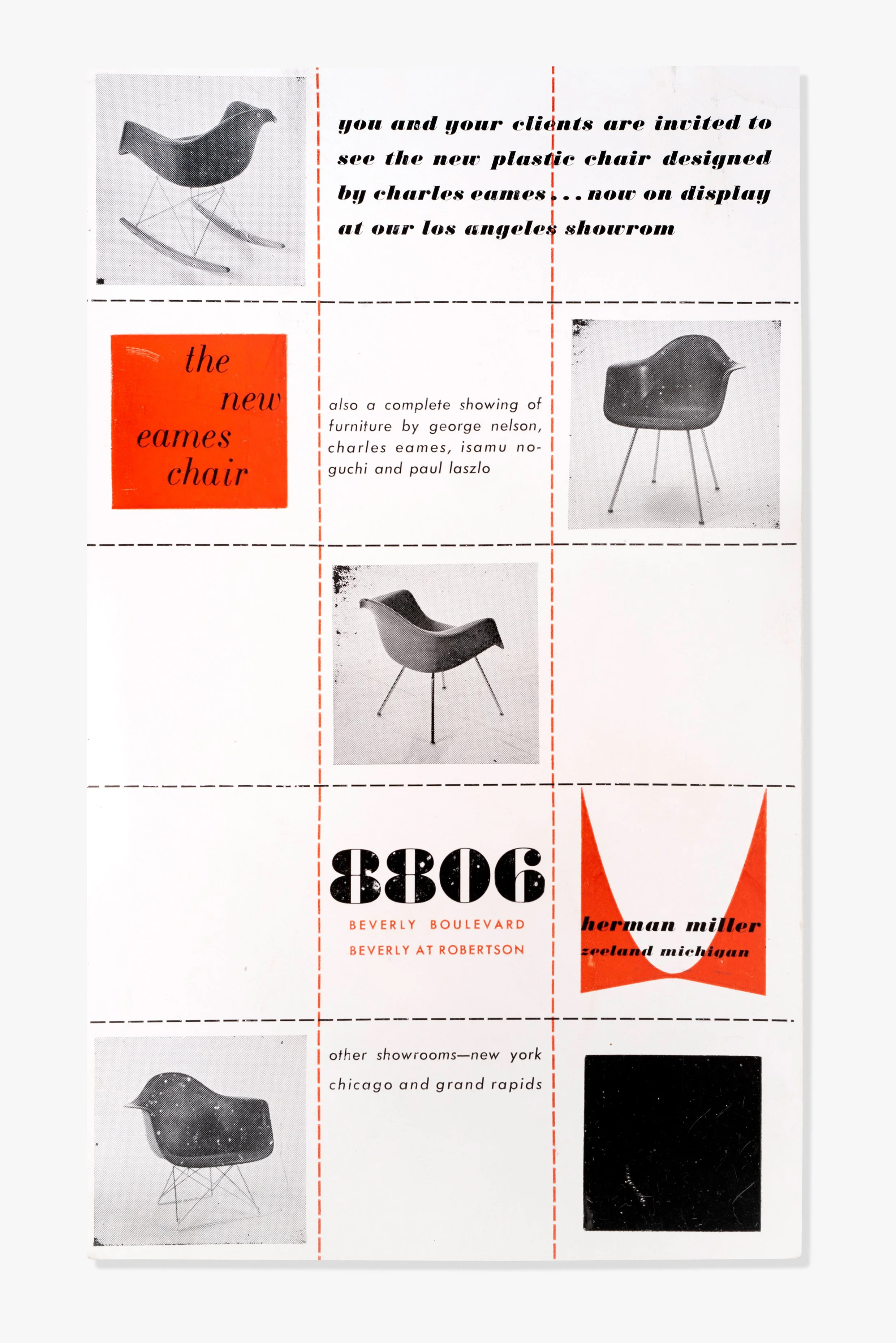 Eames/Herman Miller,
"the new eames chair" Invitation Card, Herman Miller Inc., 1950