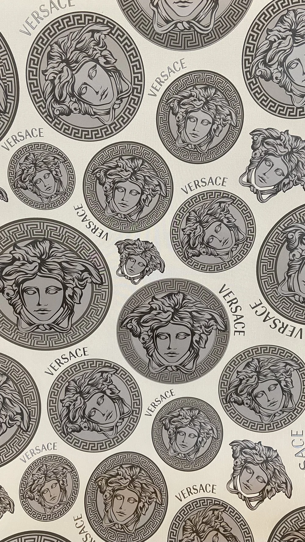 Versace V Medusa Head Wallpaper in Gray 386112 Shop Wallpaper