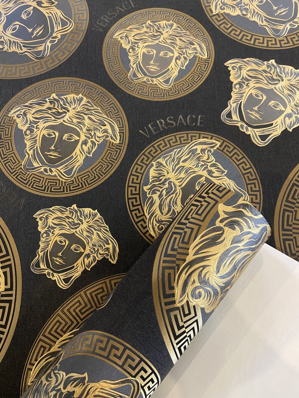 Versace Medusa Head Wallpaper, Black & Gold, 386117, Shop Wallpaper  Online, America's Best Wallpaper Selection