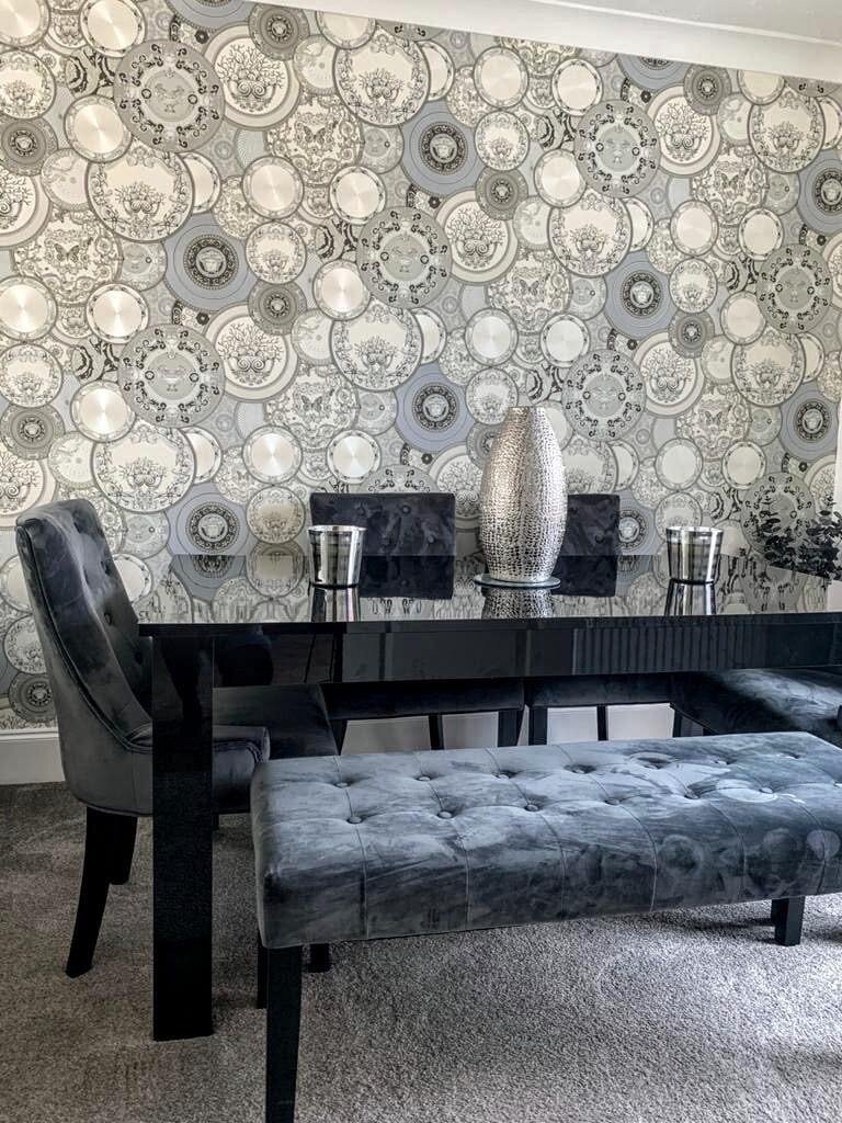 Versace Les Etoiles De La Mer 2 Motif Wallpaper Gray Plates 349013