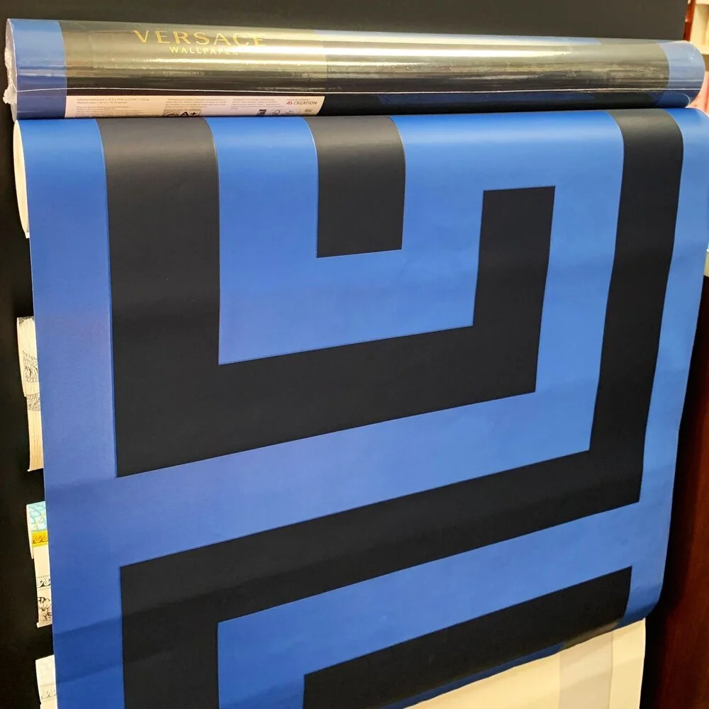 Versace Greek Key Wallpaper in Navy/Blue 386093 Shop Wallpaper