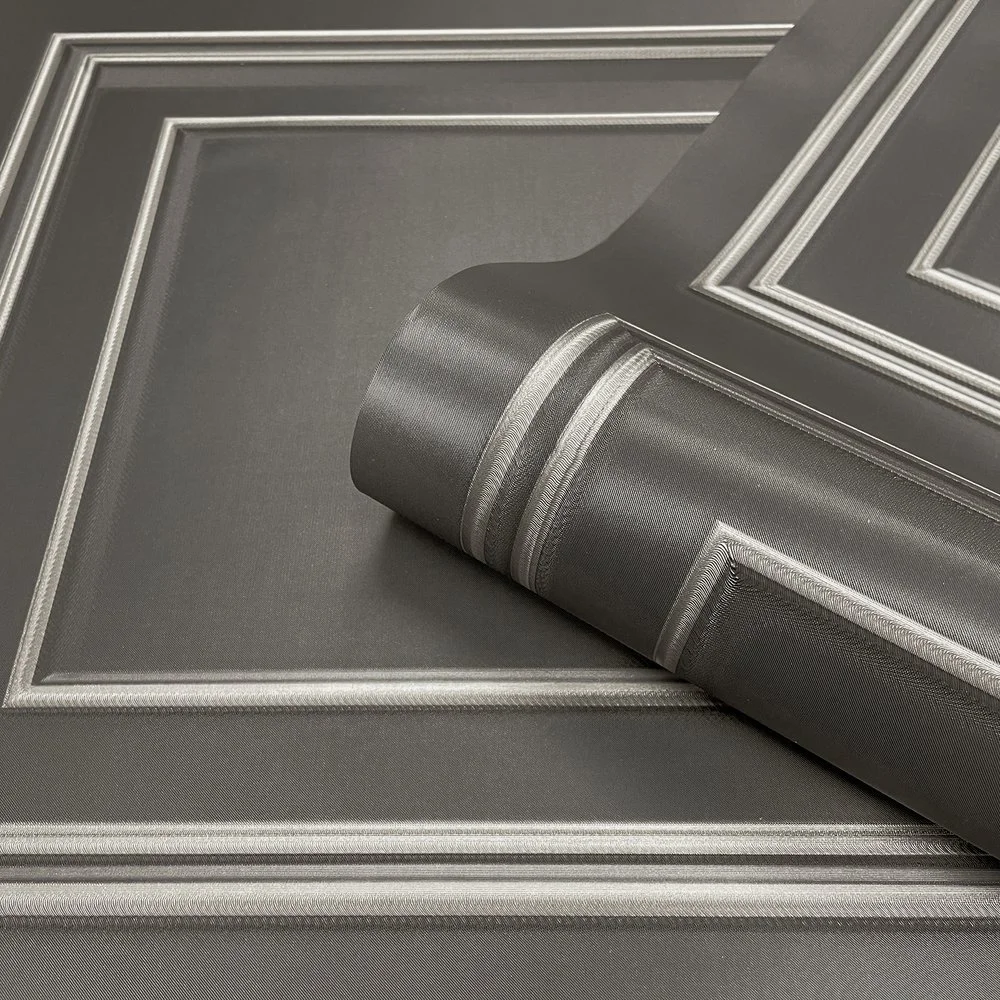 Amara Panel Wallpaper Gunmetal & Silver 7390 Heavyweight Italian