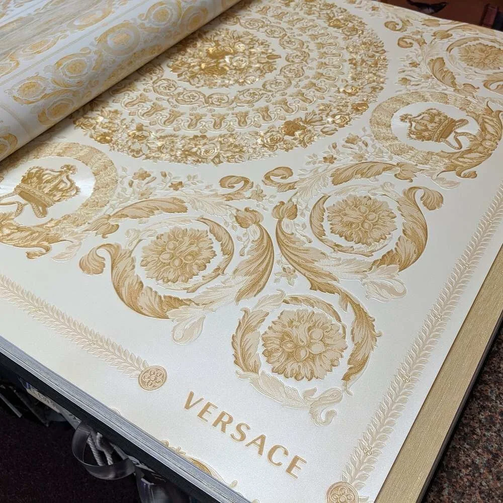 Versace 5 Barocco Mosaic Silver & Cream Wallpaper 387042 Shop Wallpaper Online America's