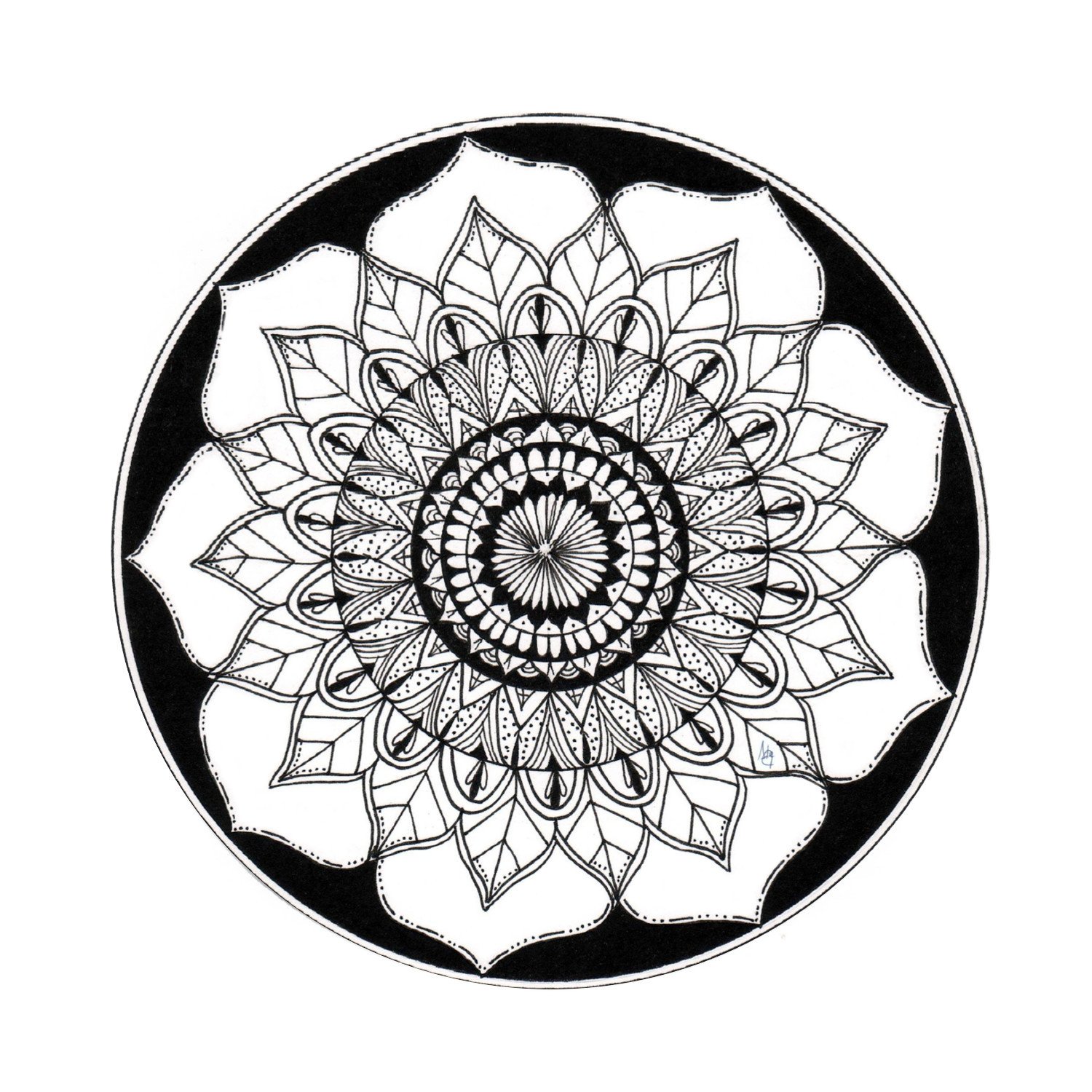 Mandala Loto Blanco y Negro