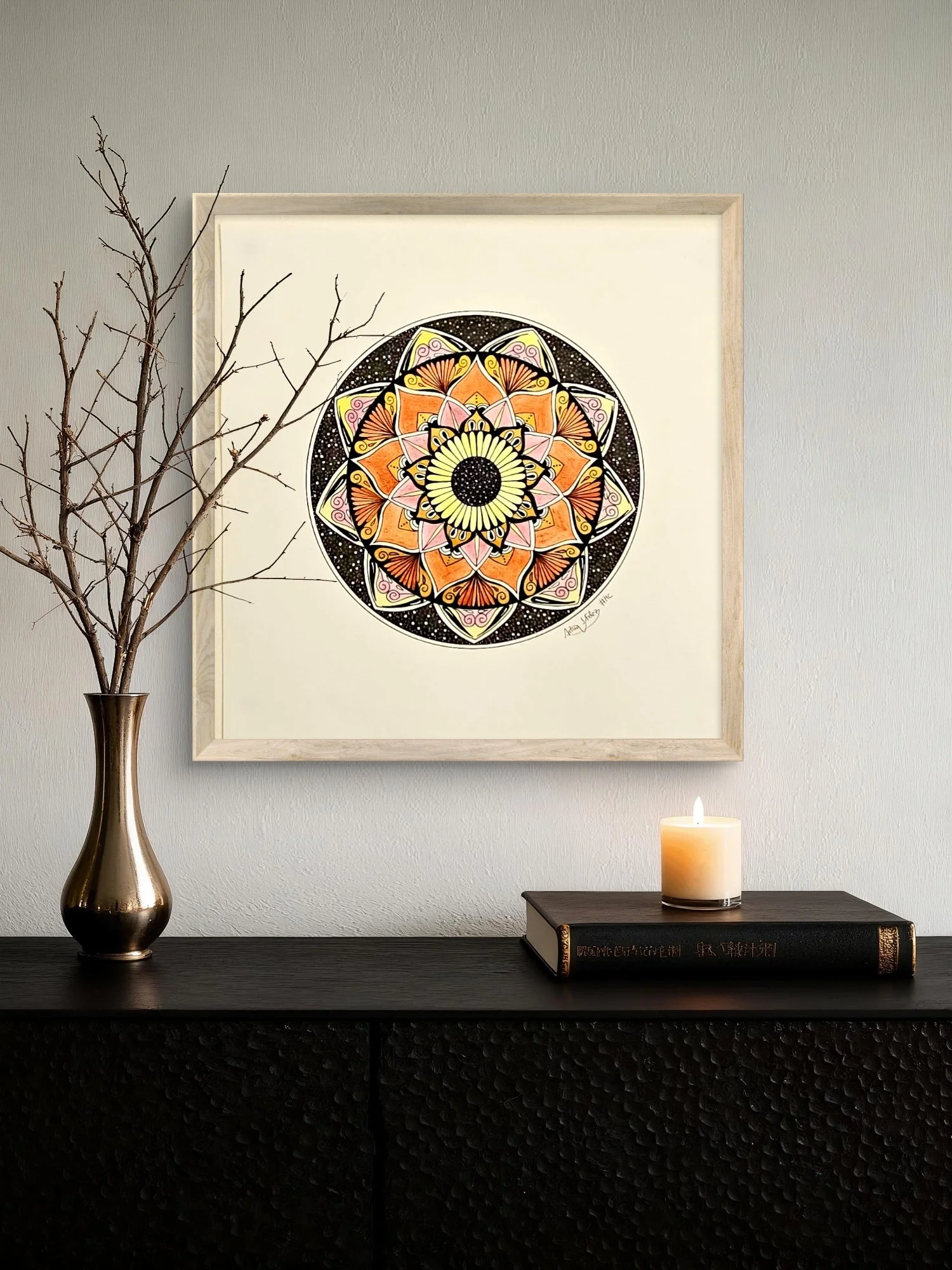 Mandala Abril /April Mandala
97€
.
25 x 25 cm/ 9,8 x 9,8 inches
Mandala diámetro: 20 cm/ 7,8 inches
Papel de calidad
Técnica Mixta
.
Gastos de envío no incluídos
Marco no incluído
.
(Debido a las diferencias de calibración entre pantallas y dispositi