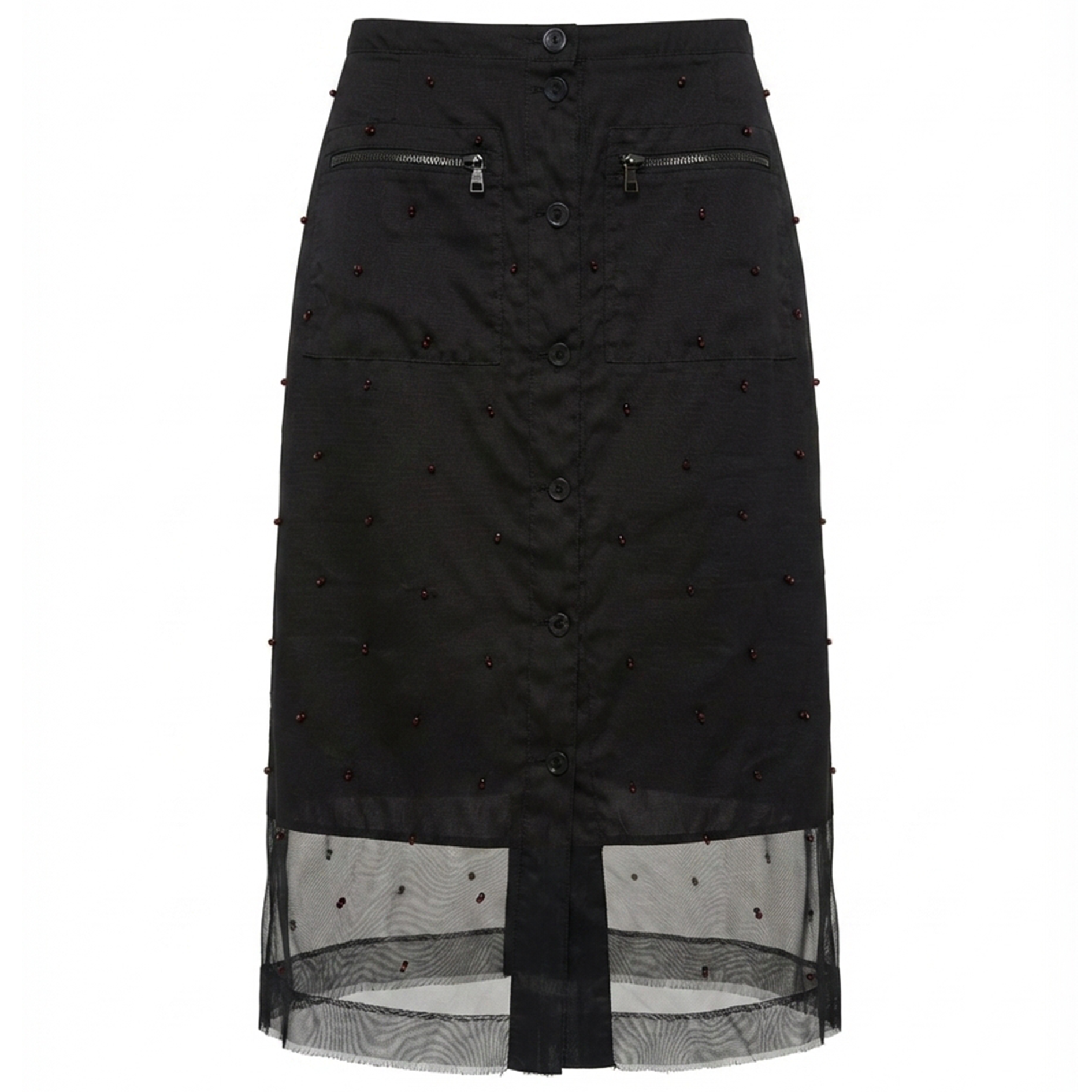 SILK ORGANZA WORKWEAR SKIRT WITH BALTIC AMBER BEADS