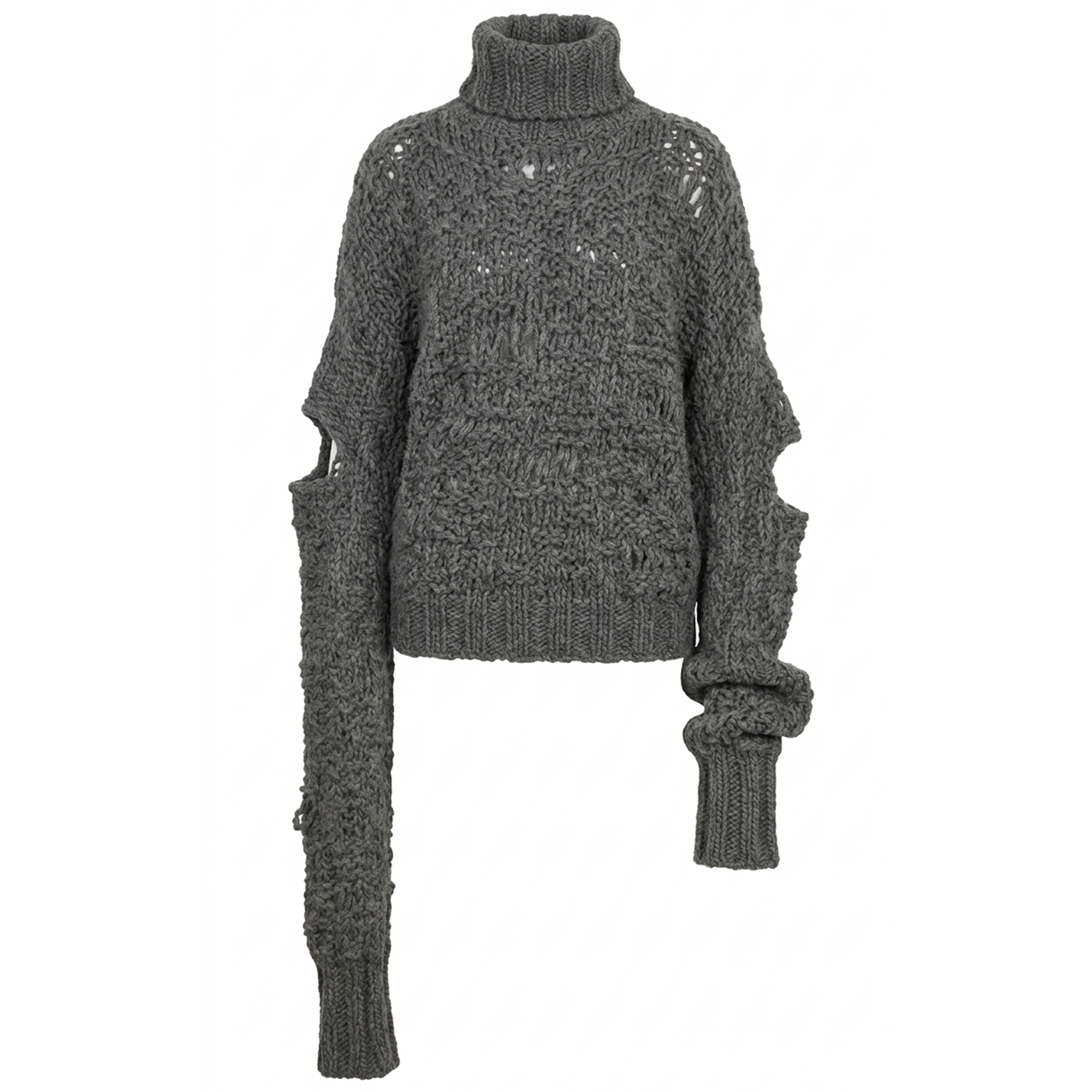 CHUNKY EXTRA-LONG SLEEVE HANDMADE WOOL JUMPER