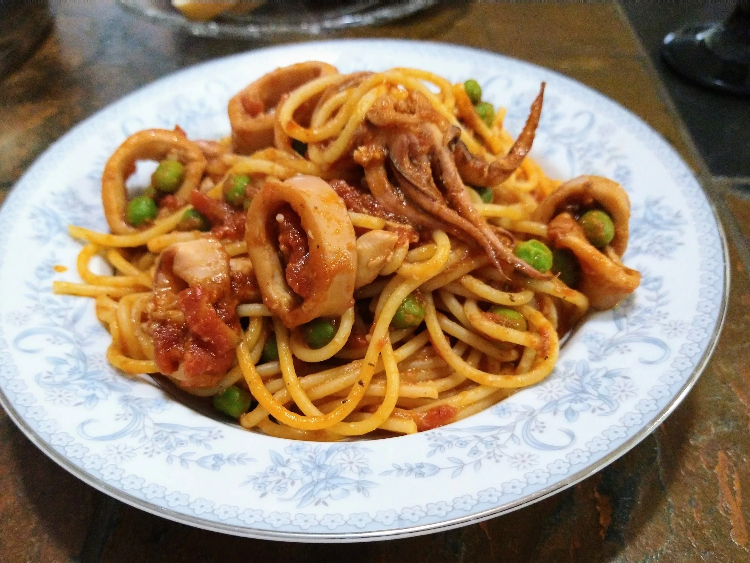 1-Spaghetti Pasta with Calamari and Peas