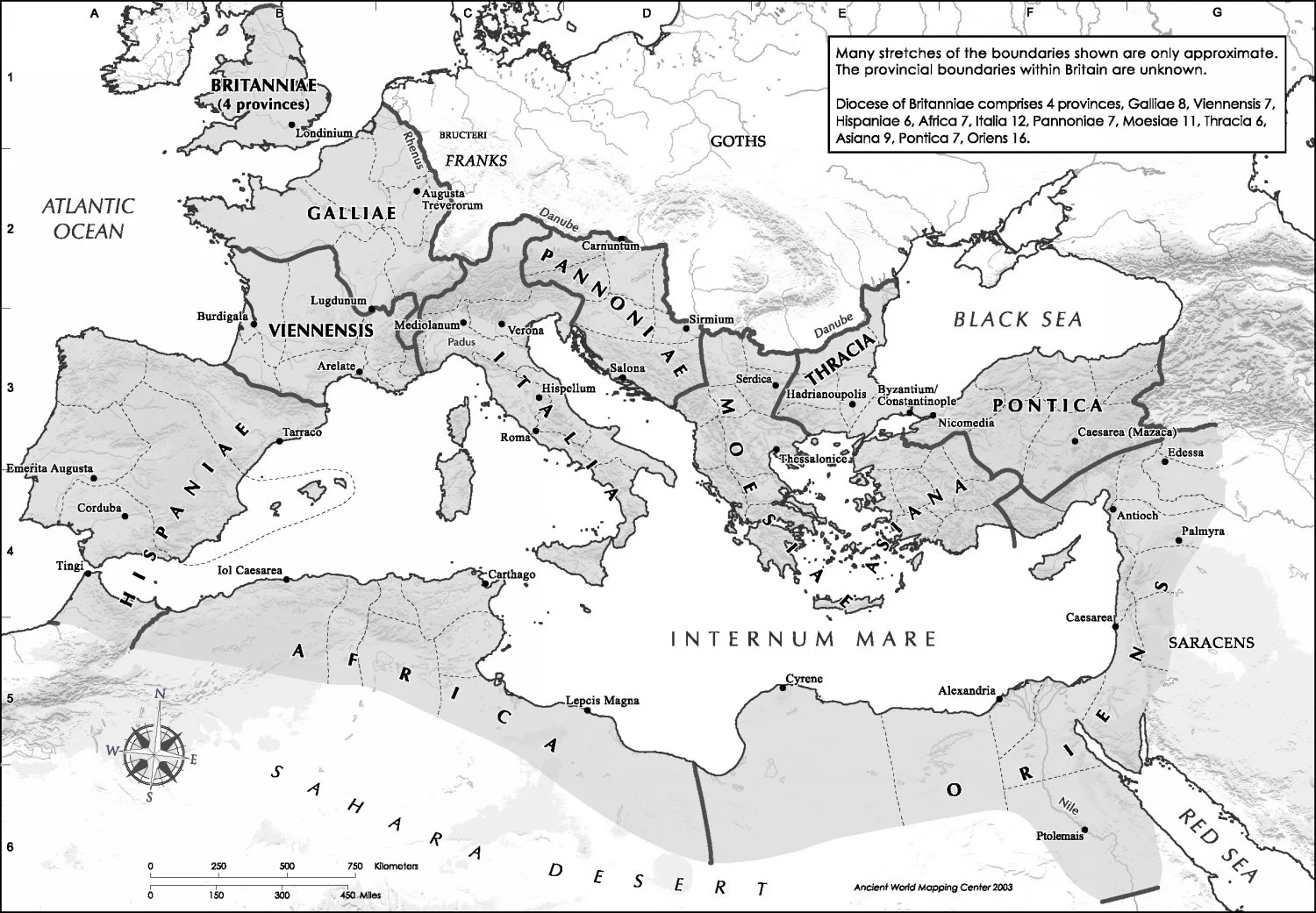 Map of the Roman Empire showing the regions where the Mediterranean Diet originated and spread throughout Southern Europe.