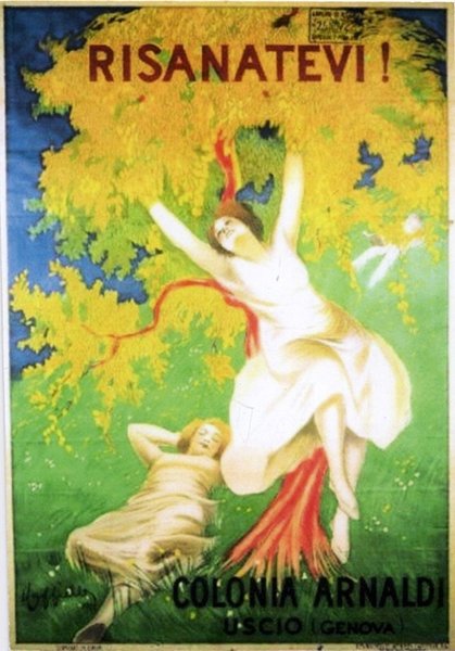 Historic Italian public health poster promoting healthy living and nutrition during the early twentieth century.