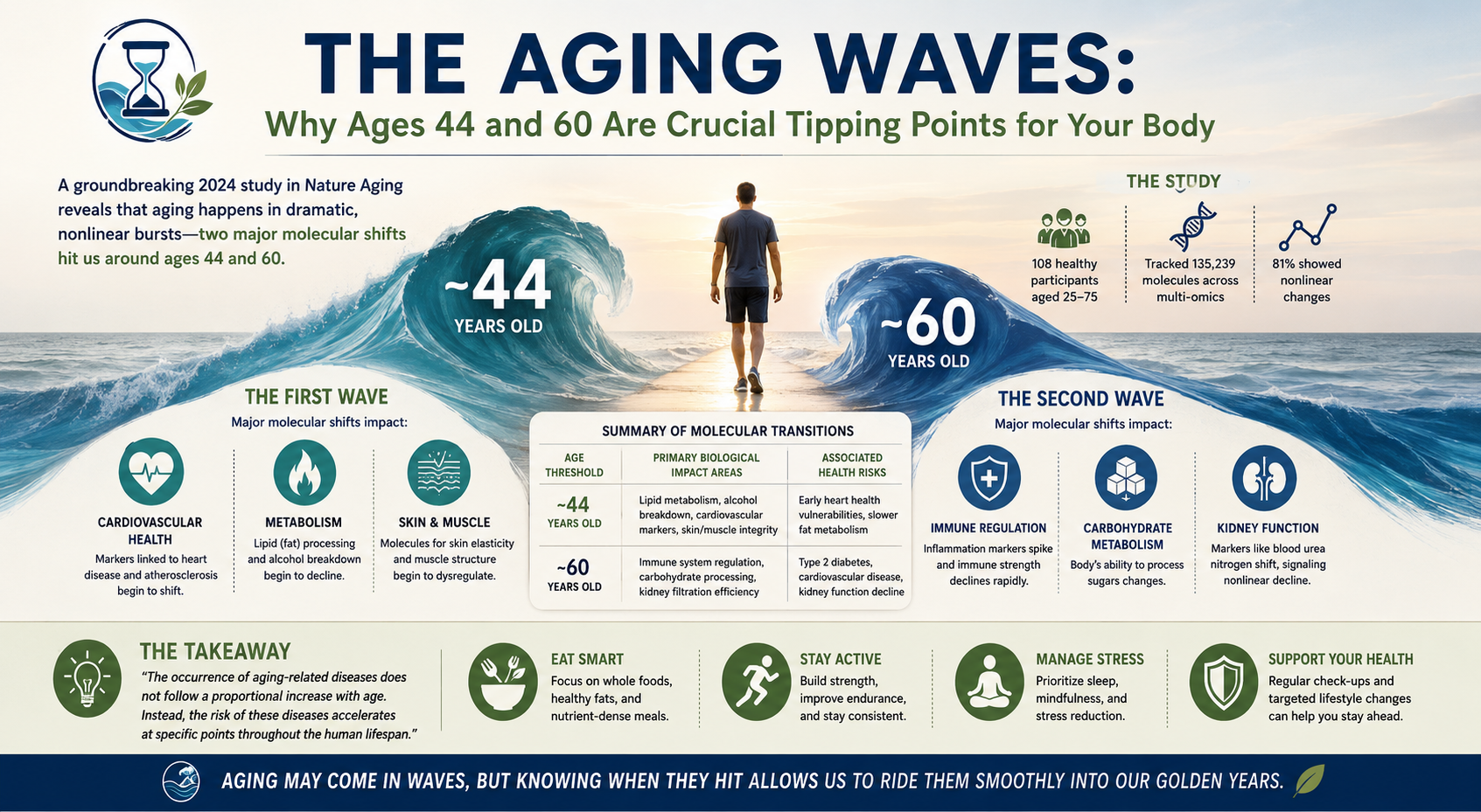 The Aging Waves: Why Ages 44 and 60 Are Crucial Tipping Points for Your Body