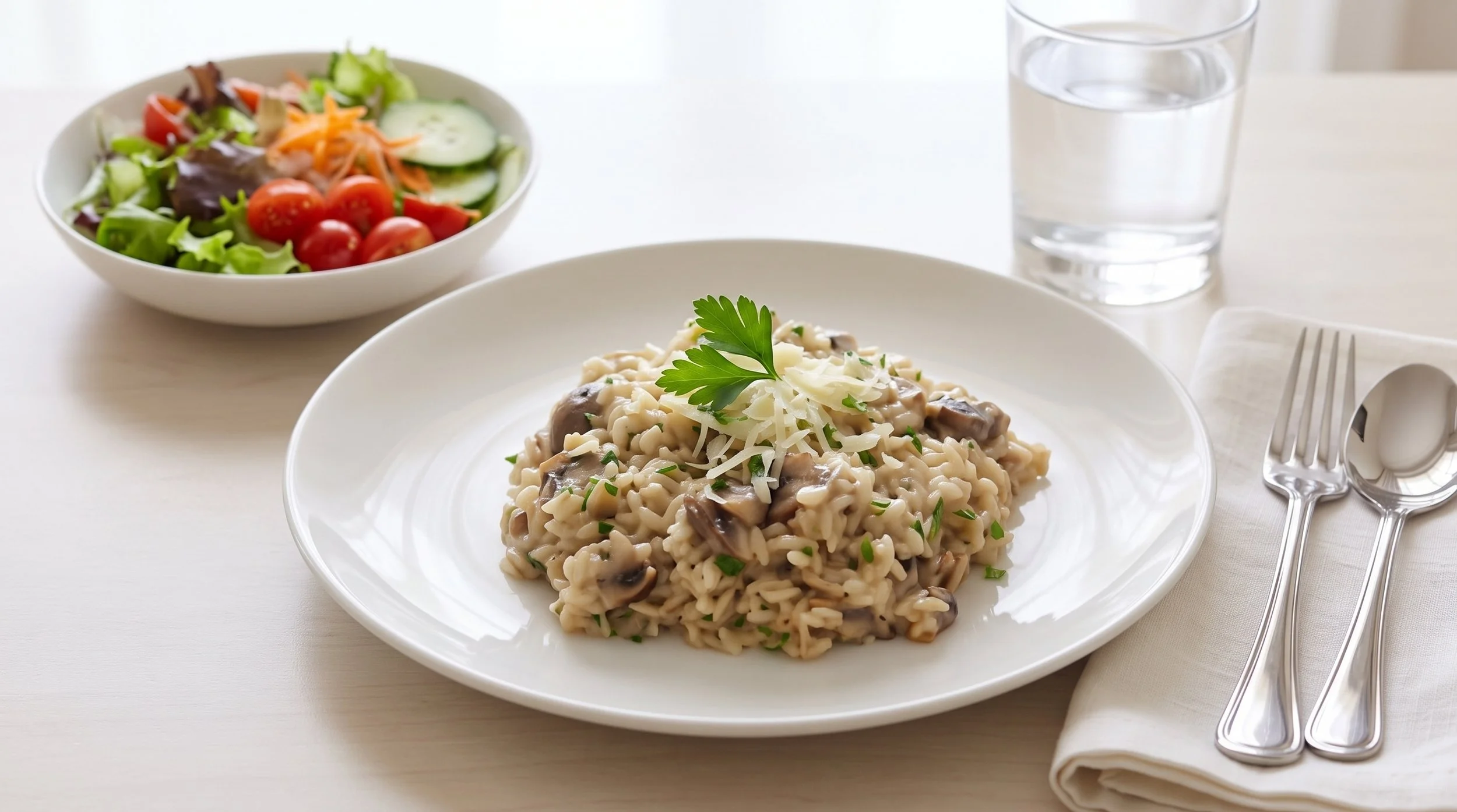 Mushroom Risotto with MFL Garden Salad